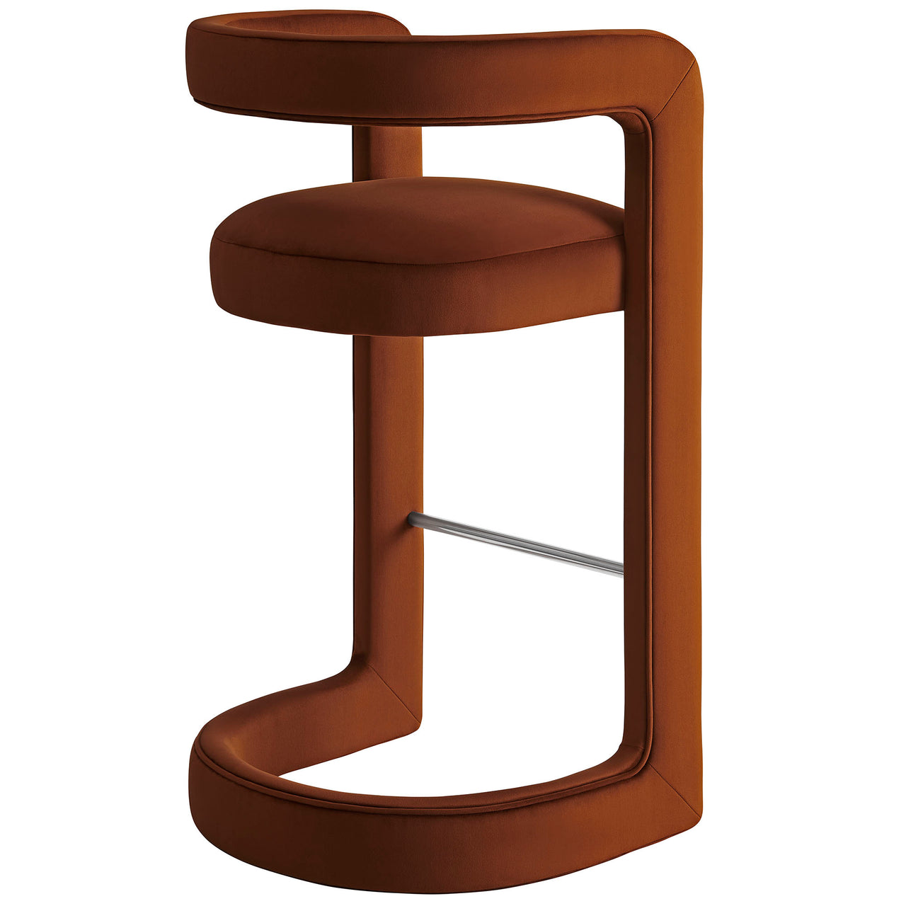 Aeria Upholstered Velvet Bar Stool, Terracotta