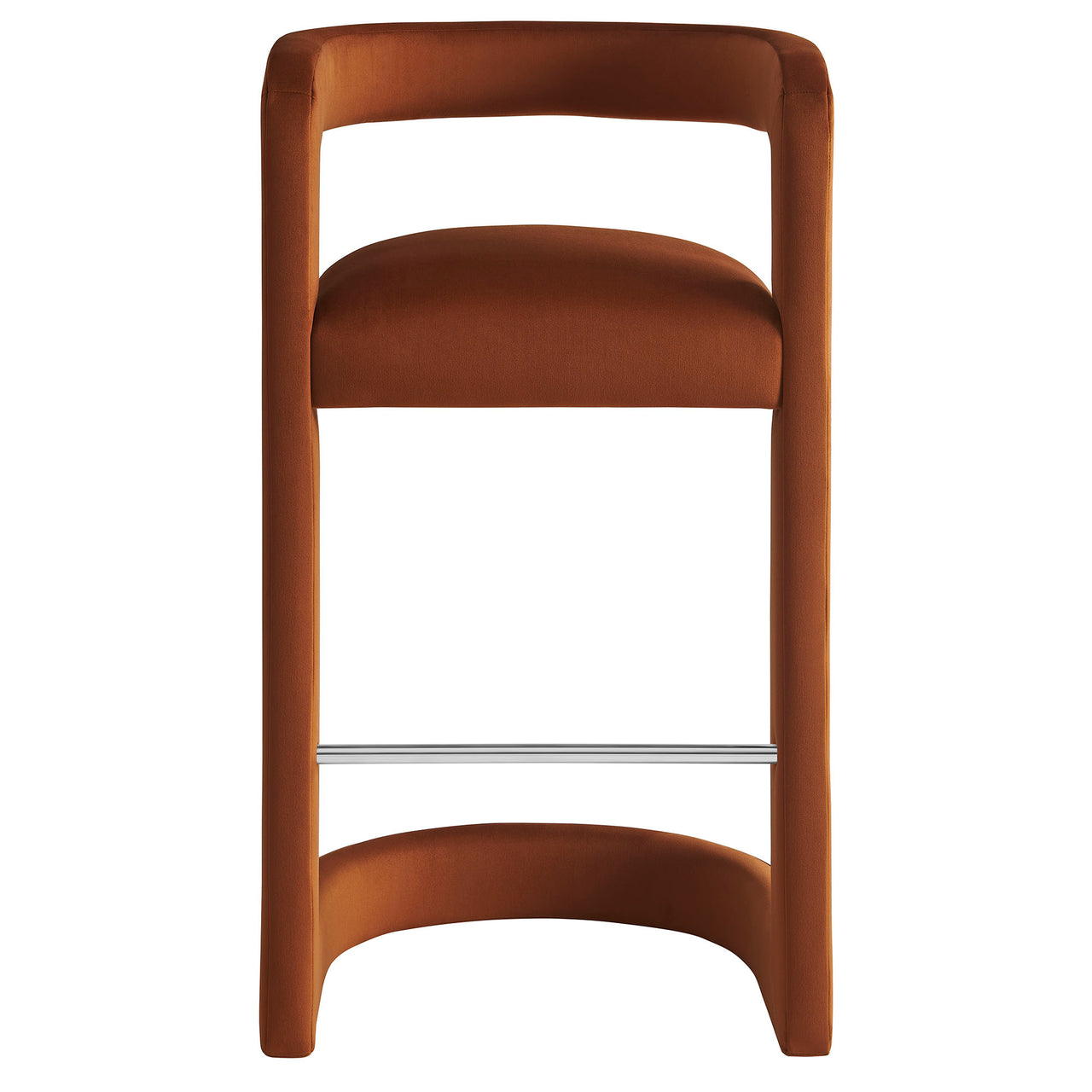 Aeria Upholstered Velvet Bar Stool, Terracotta
