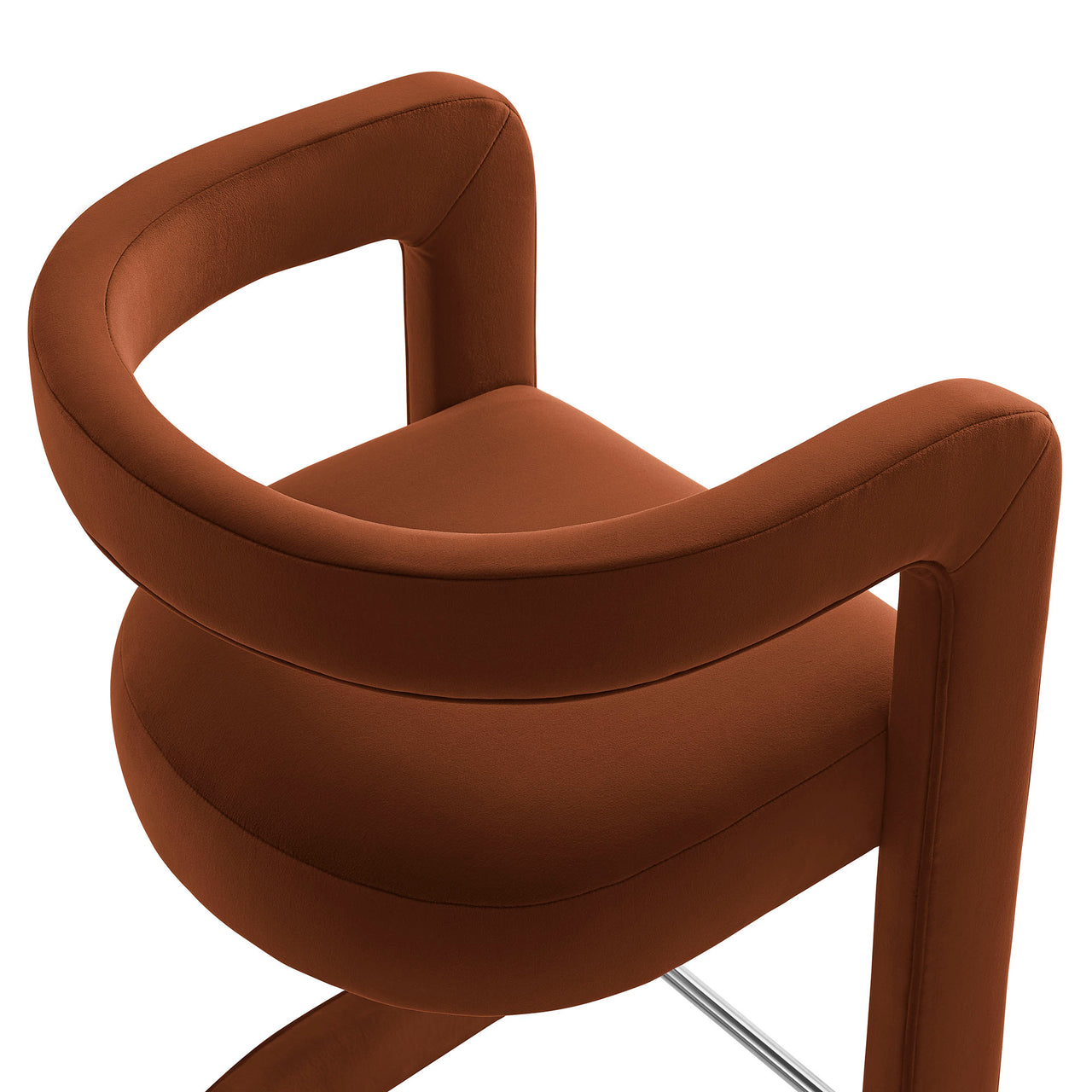 Aeria Upholstered Velvet Bar Stool, Terracotta