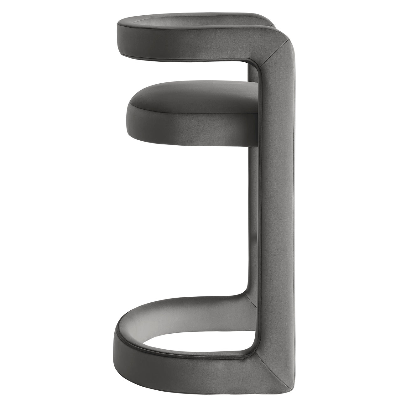 Aeria Upholstered Velvet Bar Stool, Charcoal