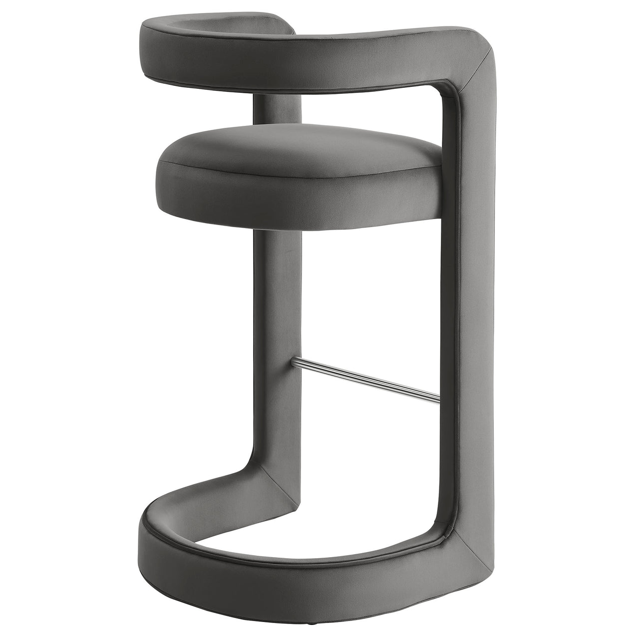 Aeria Upholstered Velvet Bar Stool, Charcoal
