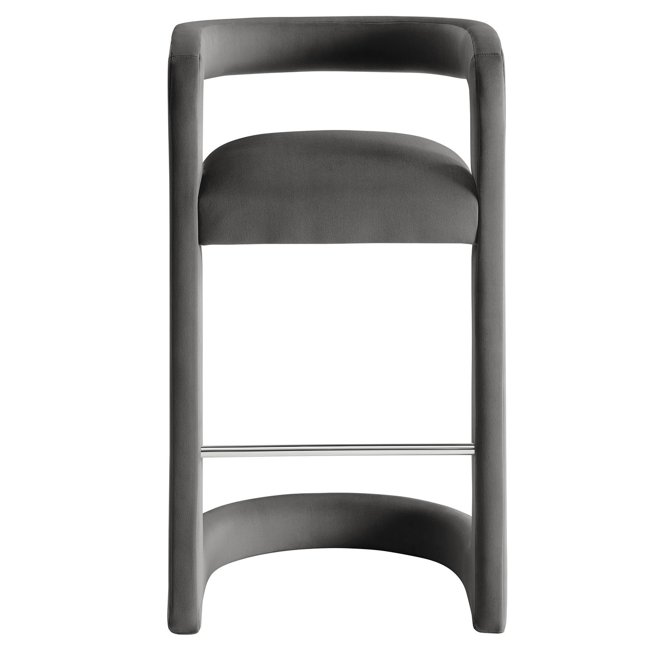 Aeria Upholstered Velvet Bar Stool, Charcoal