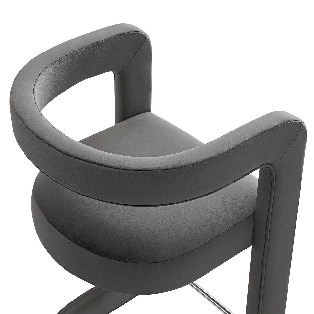 Aeria Upholstered Velvet Bar Stool, Charcoal