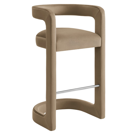 Aeria Upholstered Velvet Bar Stool, Taupe