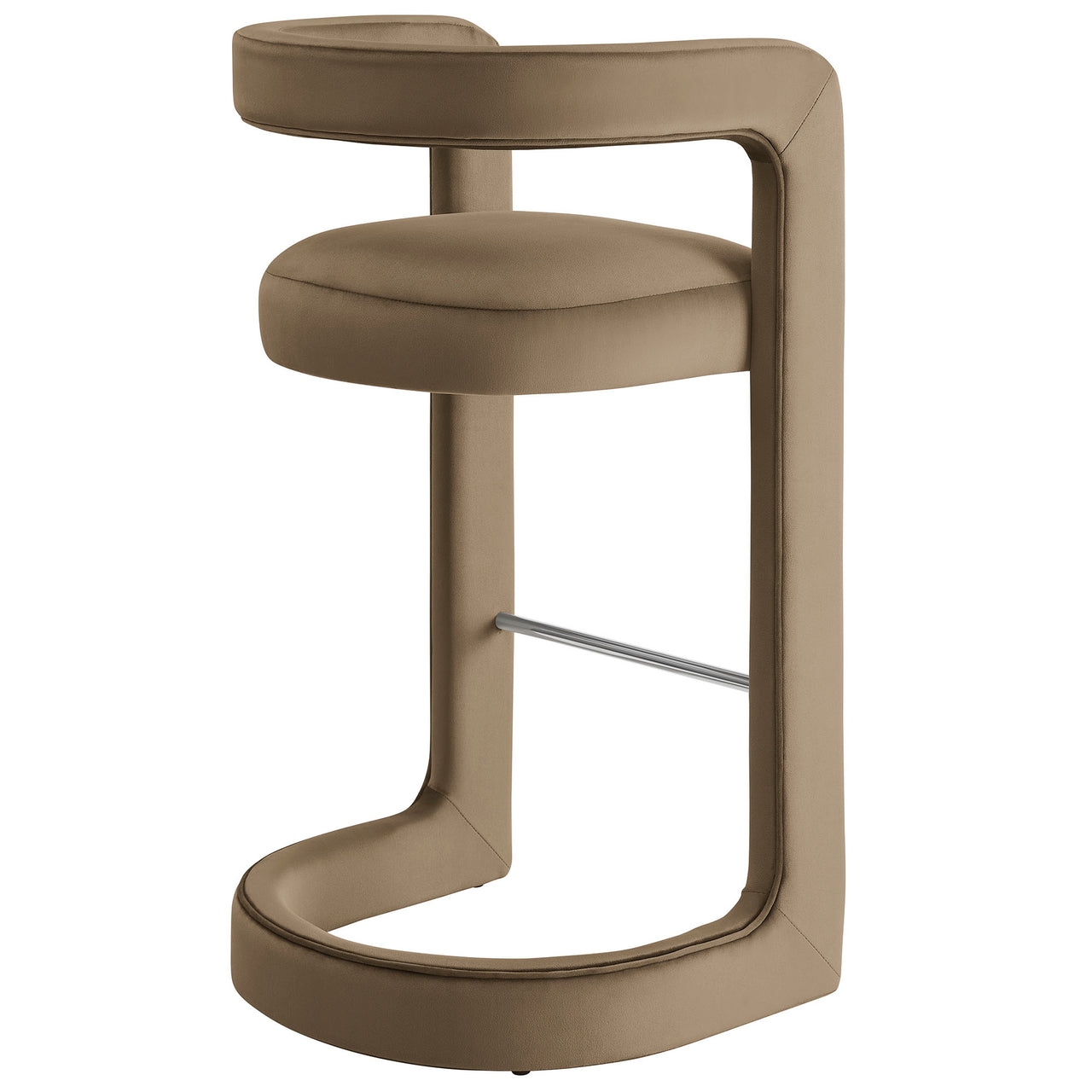Aeria Upholstered Velvet Bar Stool, Taupe