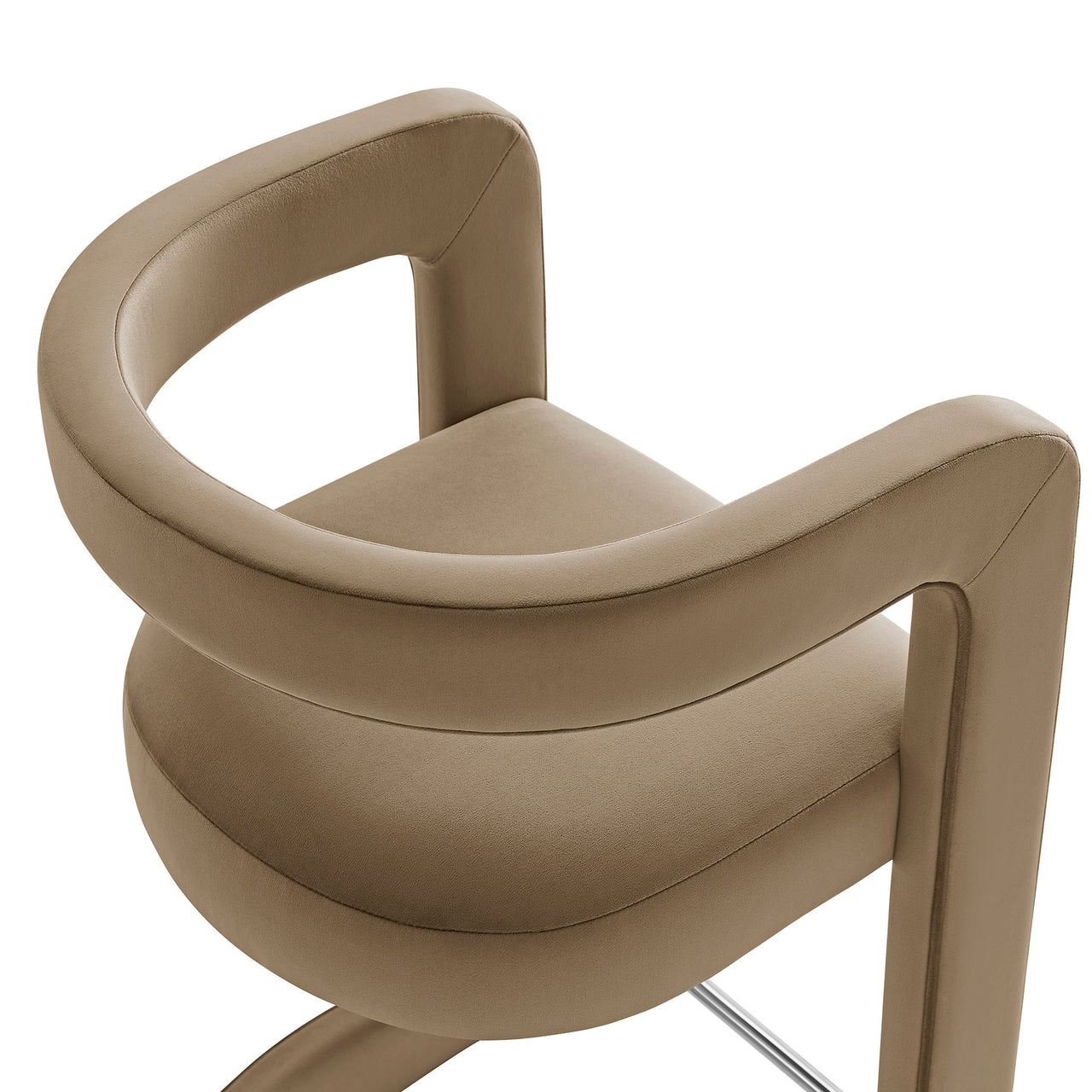 Aeria Upholstered Velvet Bar Stool, Taupe