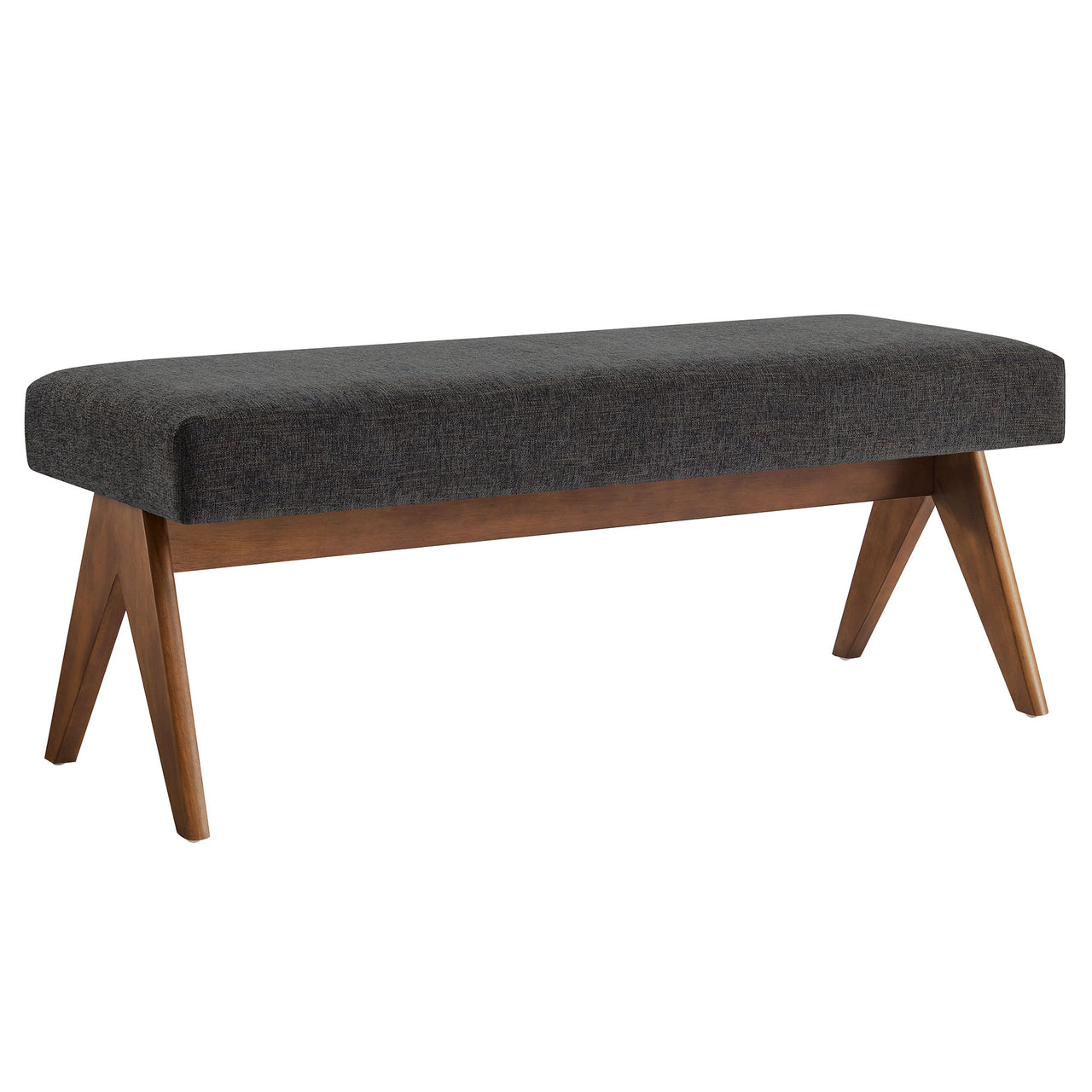 Serenel Upholstered Fabric Bench, Small, Dark Gray