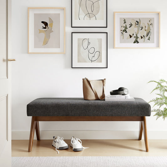 Serenel Upholstered Fabric Bench, Small, Dark Gray