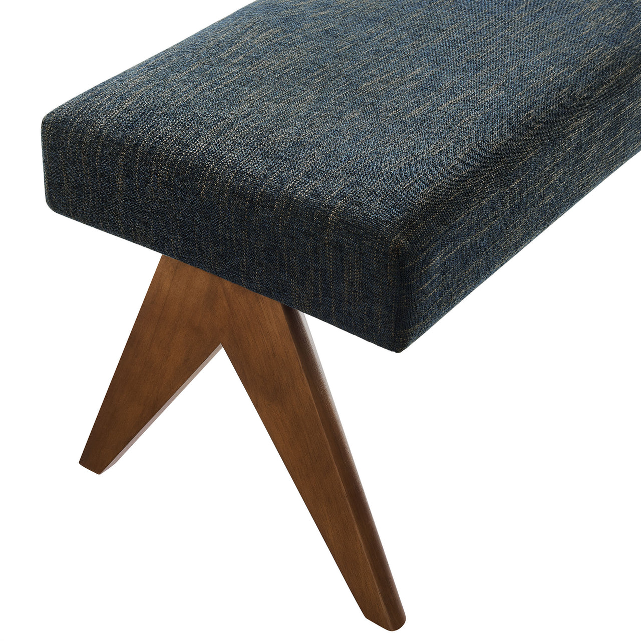 Serenel Upholstered Fabric Bench, Small, Azure