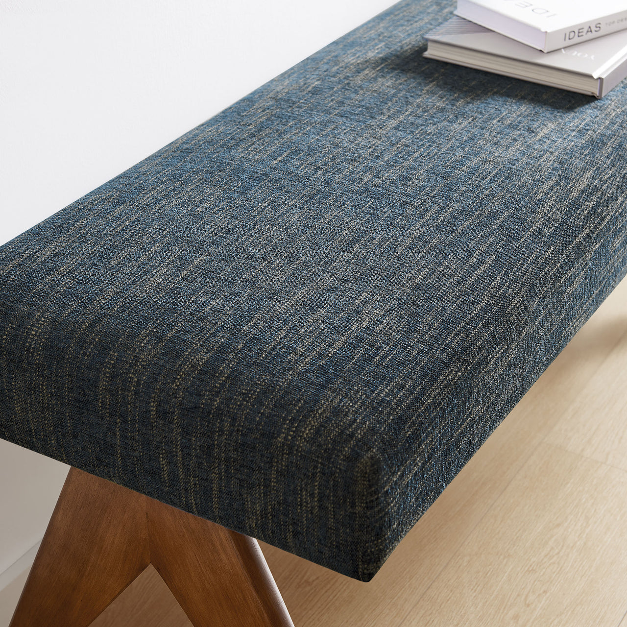 Serenel Upholstered Fabric Bench, Small, Azure