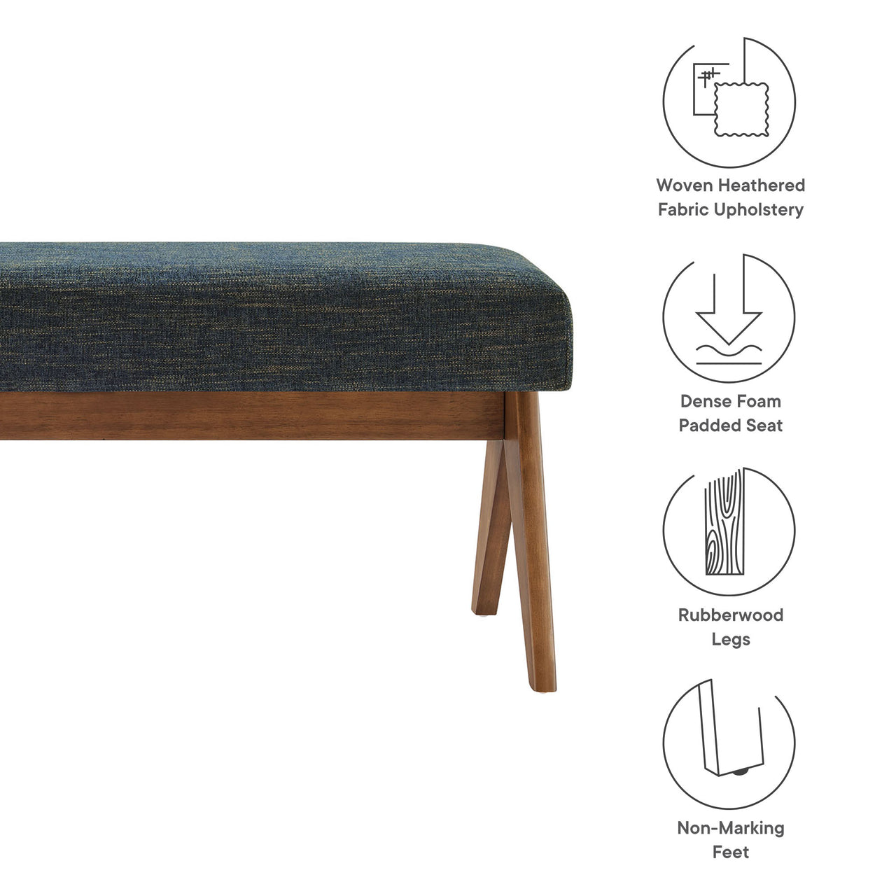 Serenel Upholstered Fabric Bench, Small, Azure