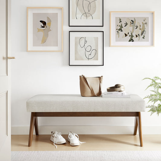 Serenel Upholstered Fabric Bench, Small, Ivory