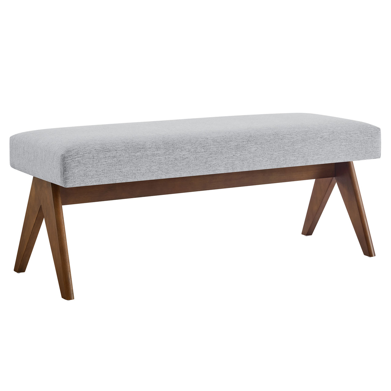 Serenel Upholstered Fabric Bench, Small, Light Gray