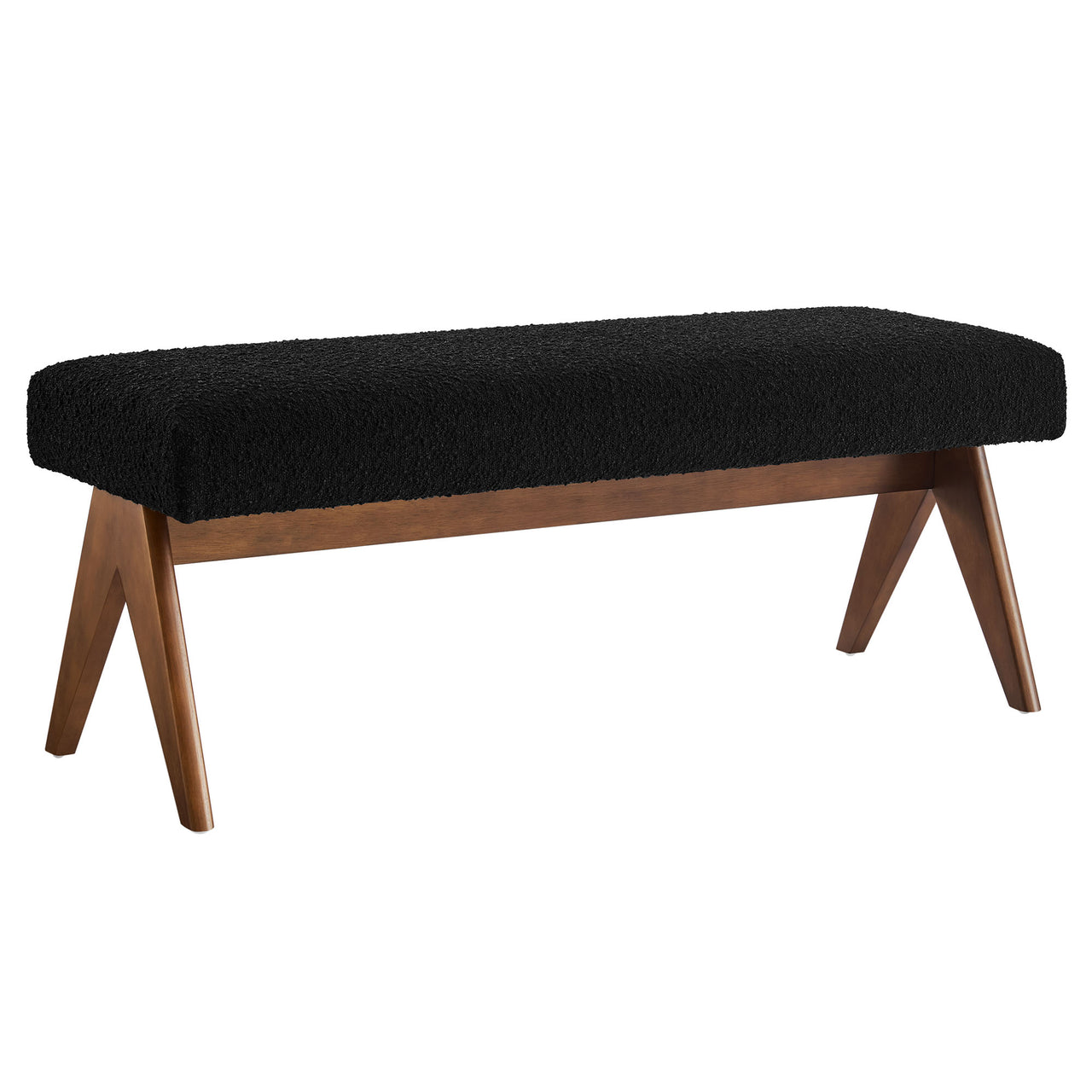 Serenel Upholstered Boucle Bench, Small, Black