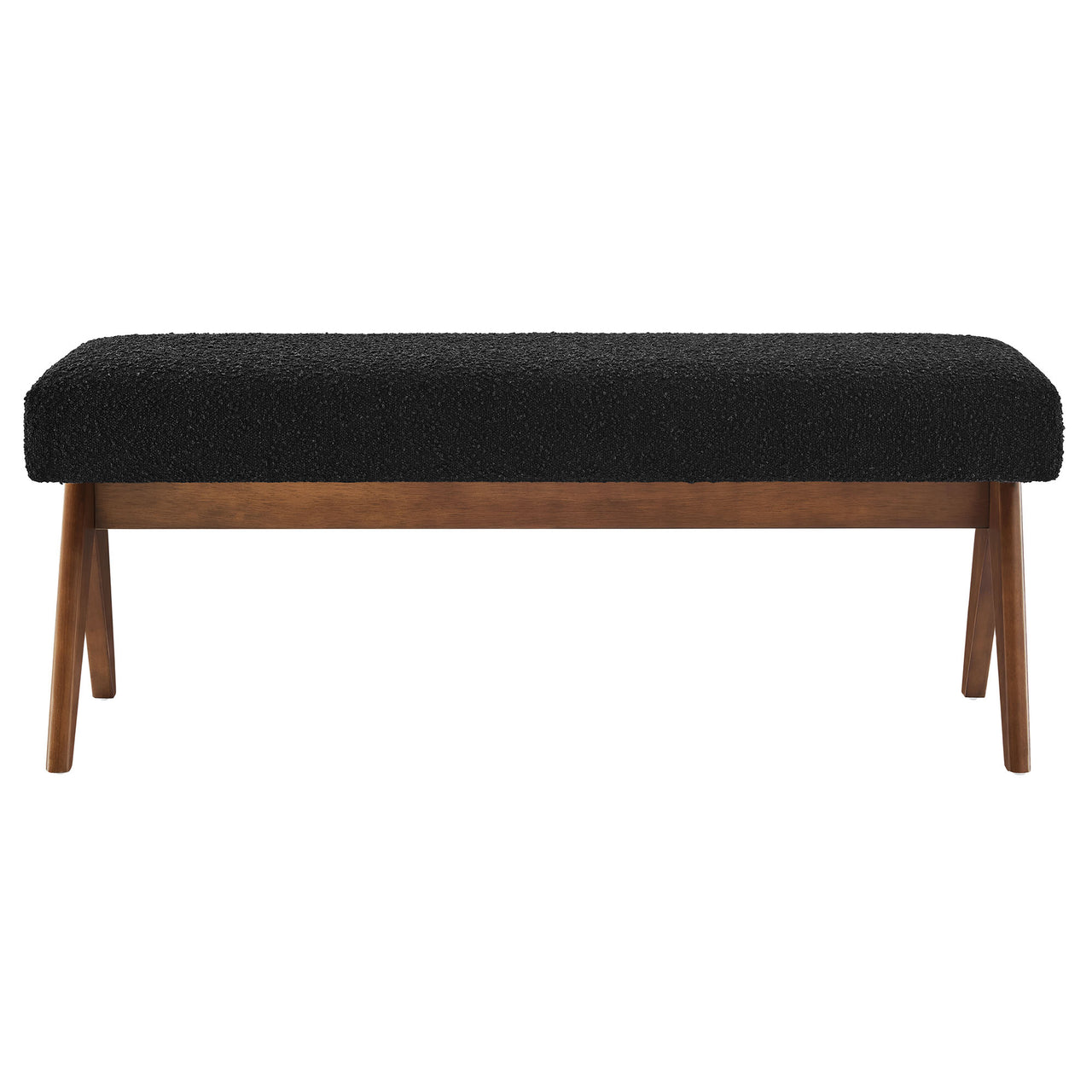 Serenel Upholstered Boucle Bench, Small, Black