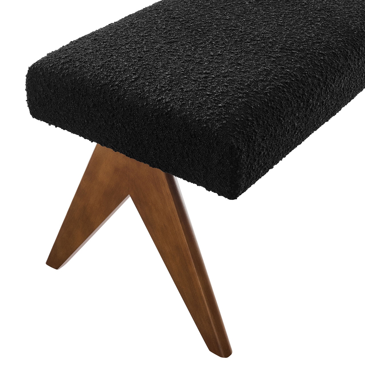 Serenel Upholstered Boucle Bench, Small, Black