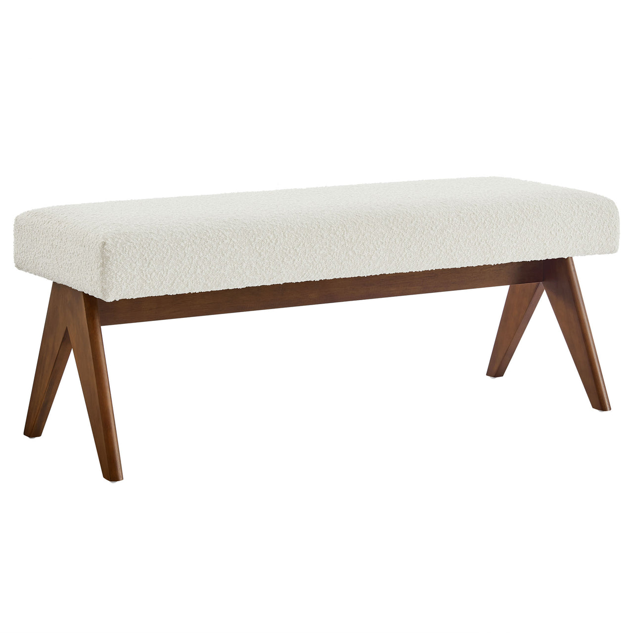 Serenel Upholstered Boucle Bench, Small, Ivory
