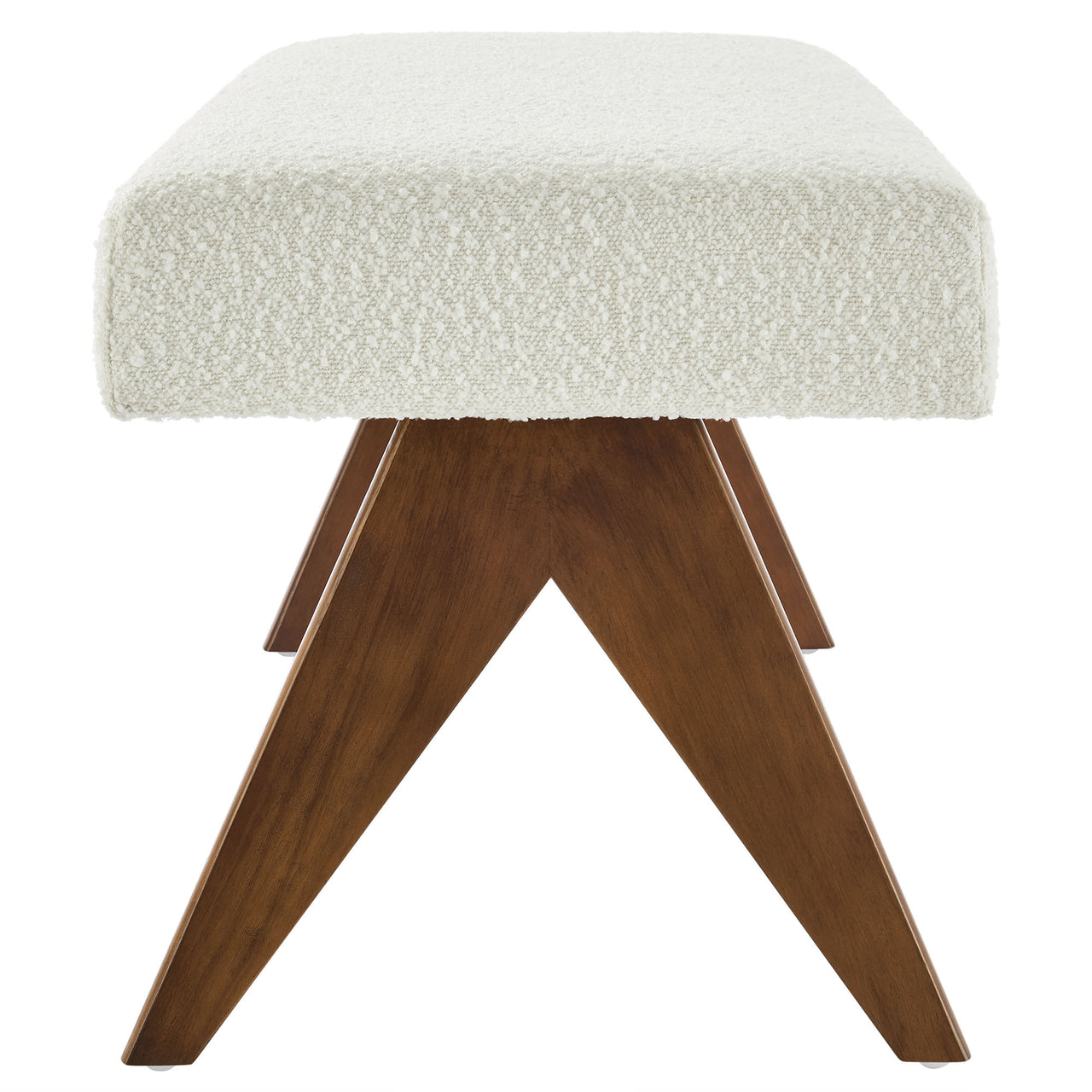 Serenel Upholstered Boucle Bench, Small, Ivory