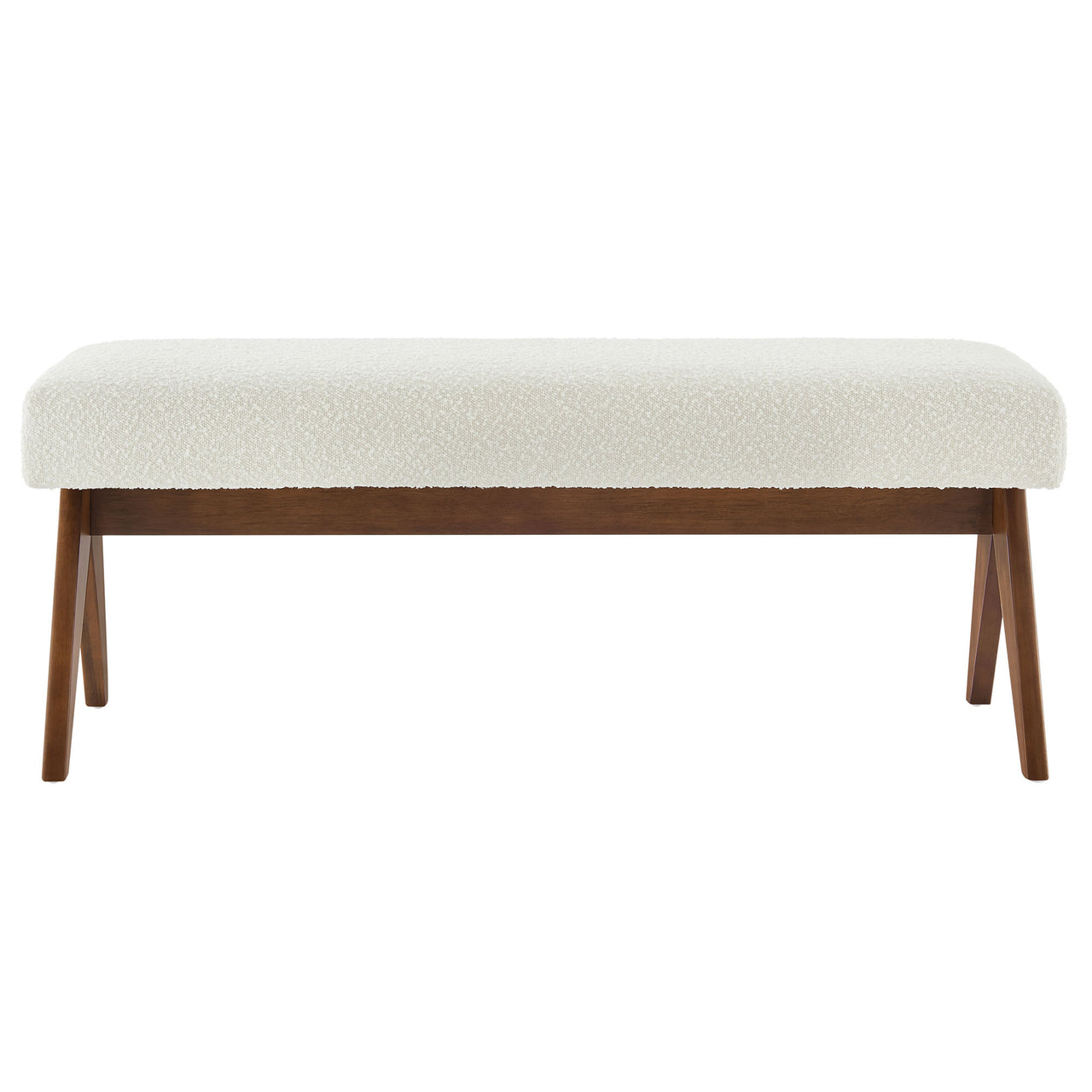 Serenel Upholstered Boucle Bench, Small, Ivory