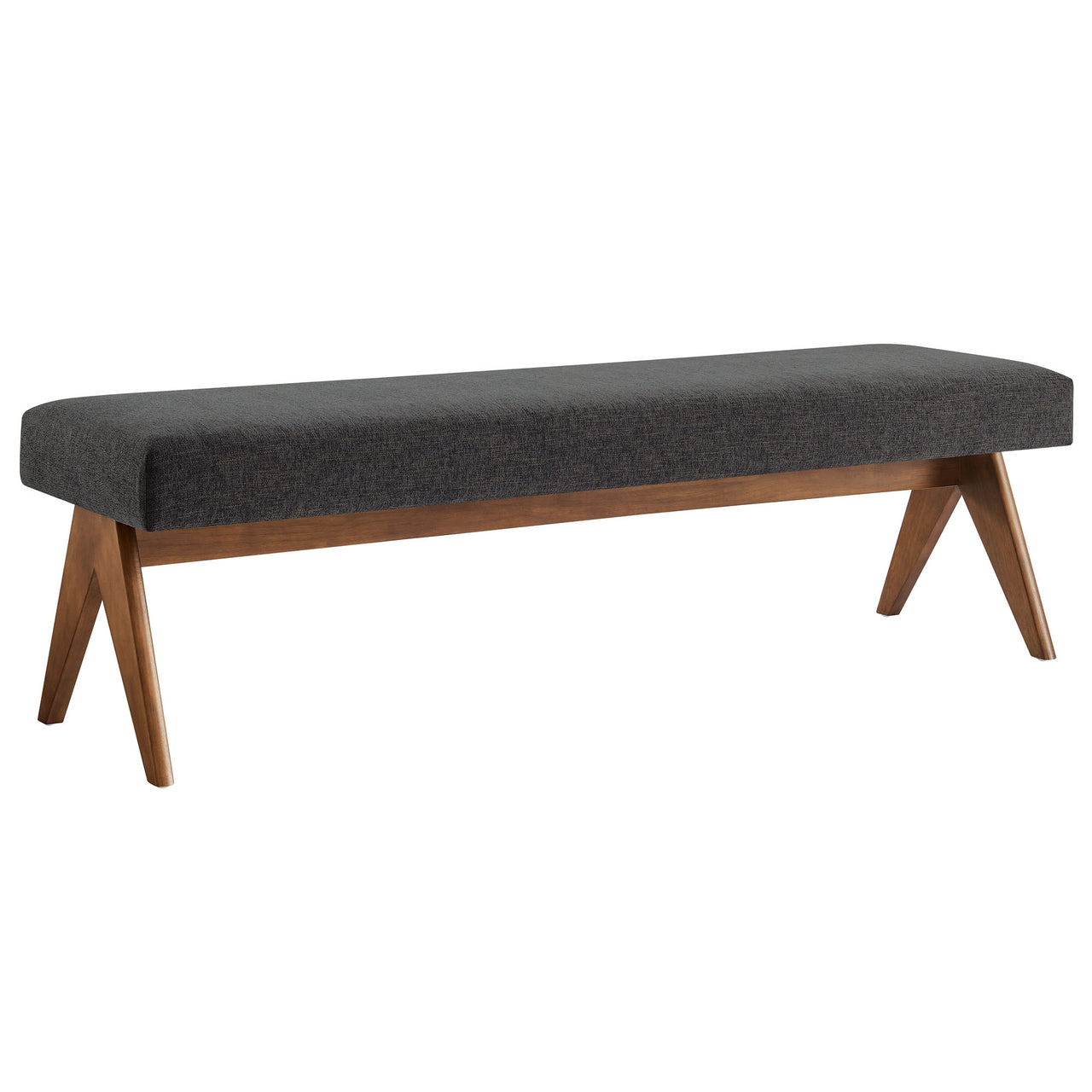 Serenel Upholstered Fabric Bench, Large, Dark Gray