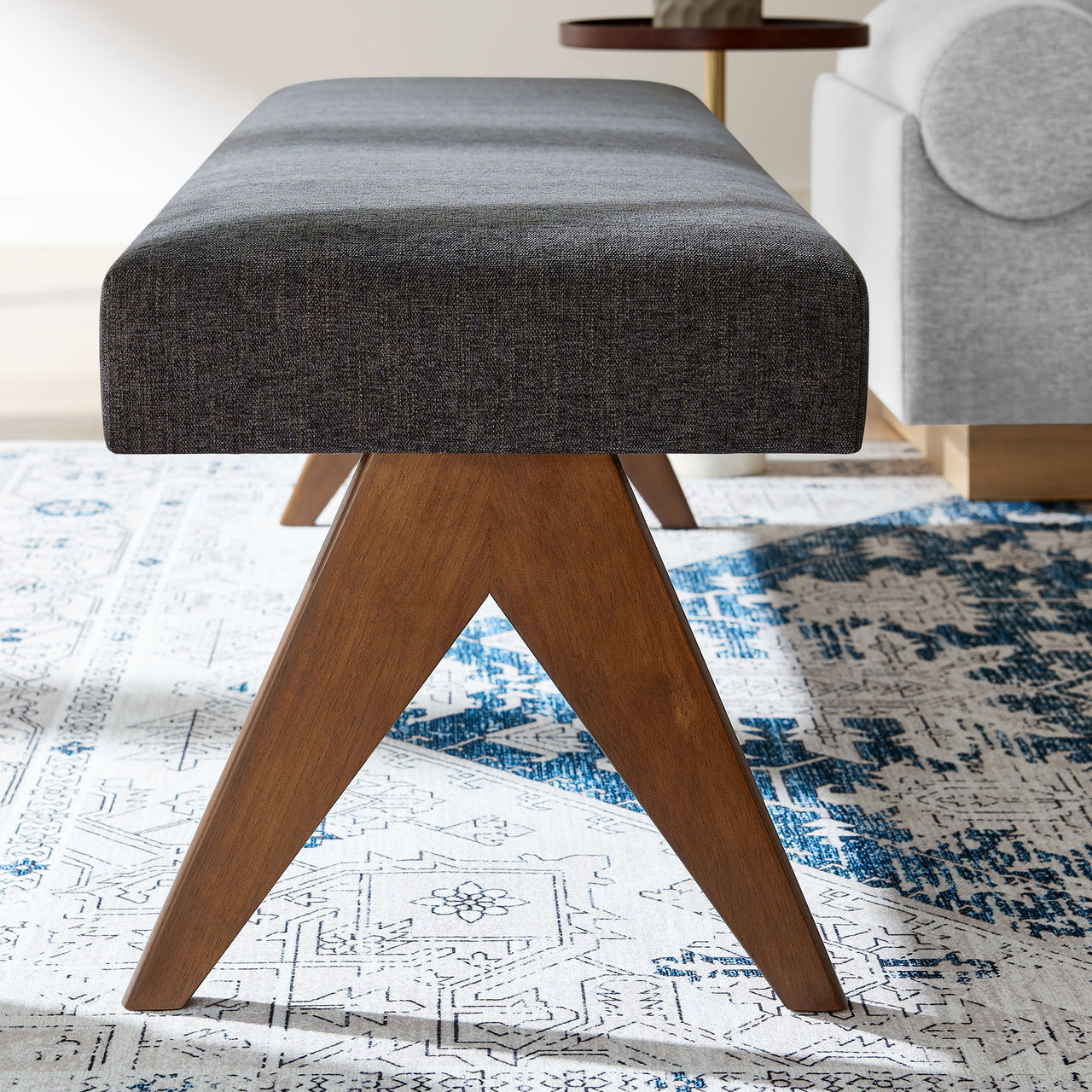 Serenel Upholstered Fabric Bench, Large, Dark Gray