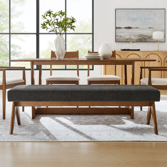 Serenel Upholstered Fabric Bench, Large, Dark Gray