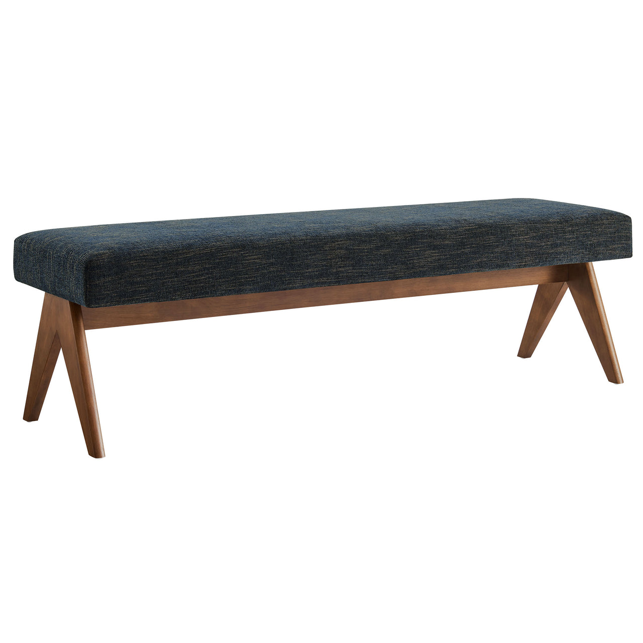 Serenel Upholstered Fabric Bench, Large, Azure