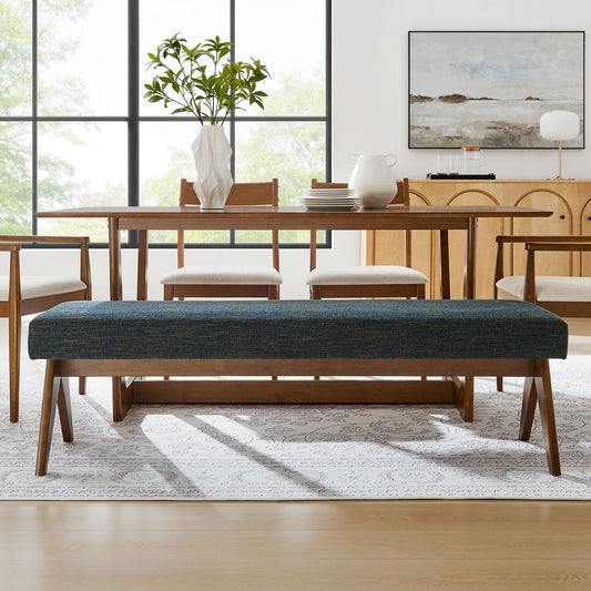 Serenel Upholstered Fabric Bench, Large, Azure