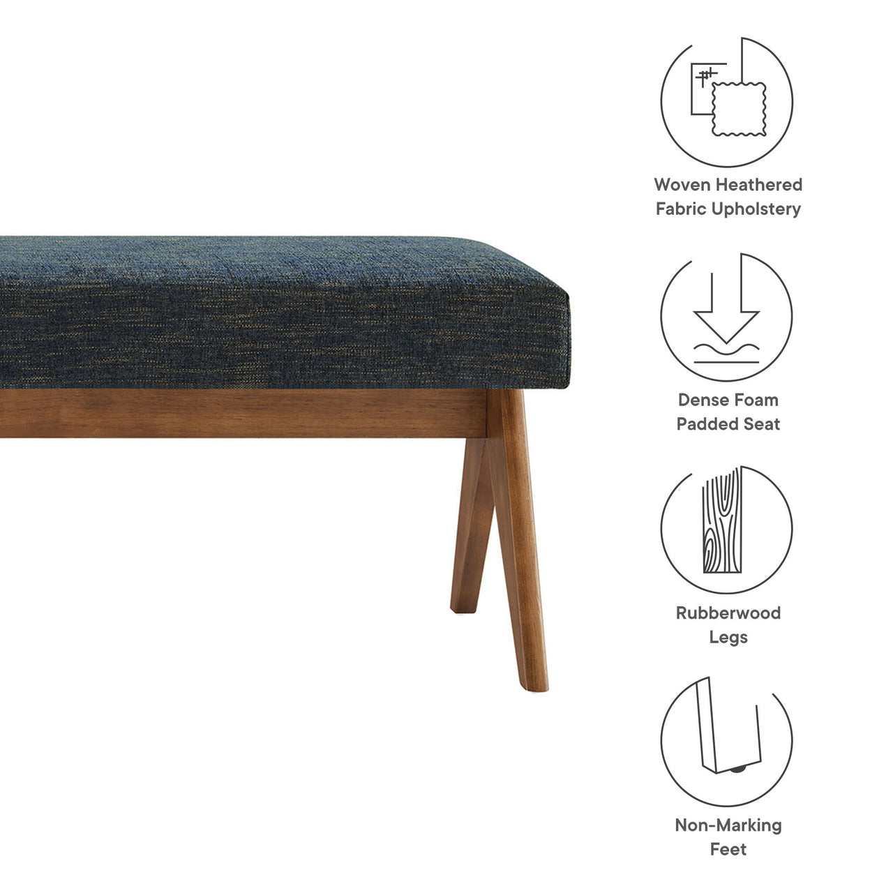 Serenel Upholstered Fabric Bench, Large, Azure