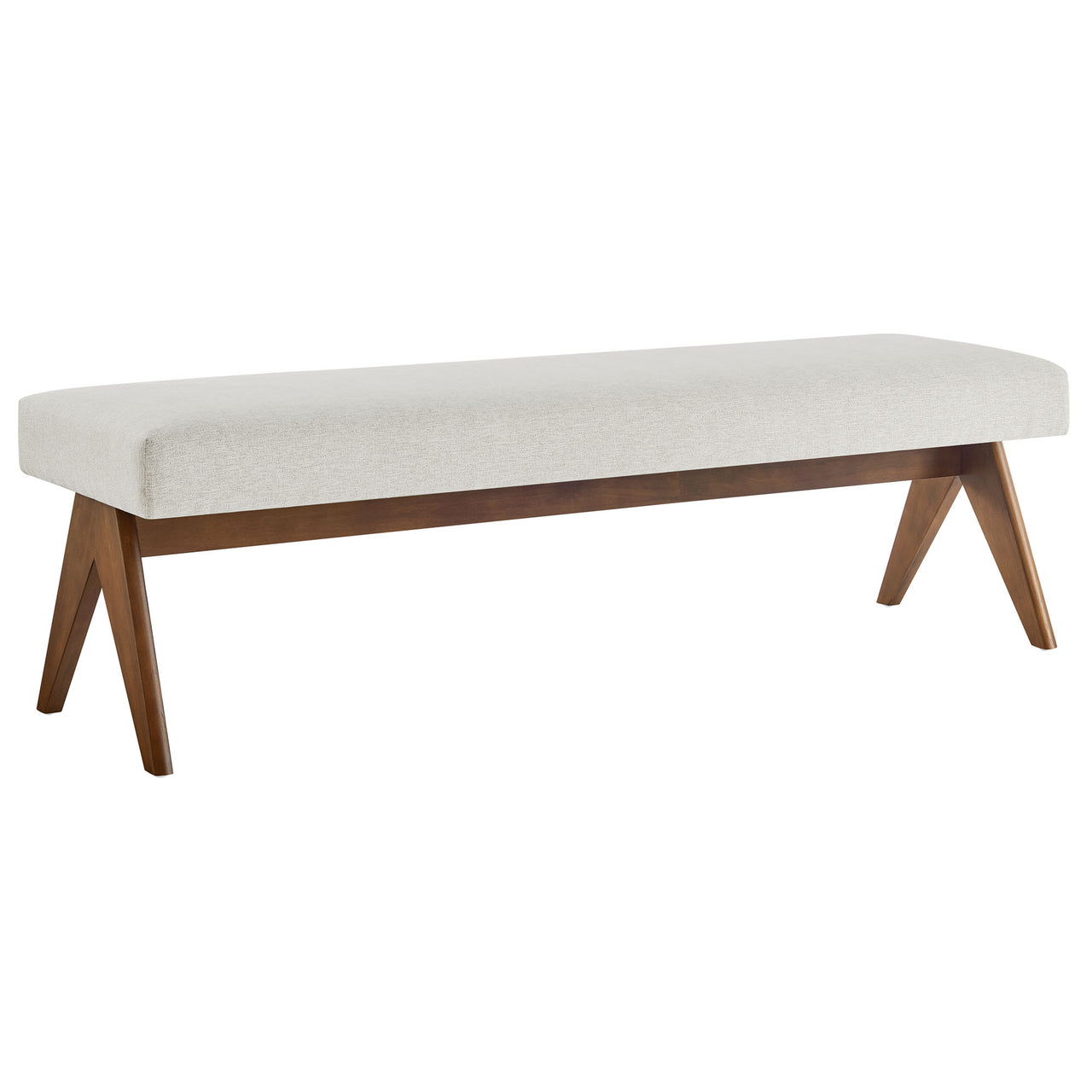 Serenel Upholstered Fabric Bench, Large, Ivory