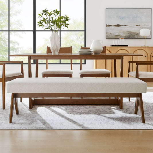 Serenel Upholstered Fabric Bench, Large, Ivory