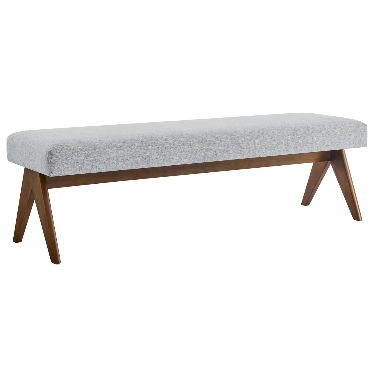 Serenel Upholstered Fabric Bench, Large, Light Gray