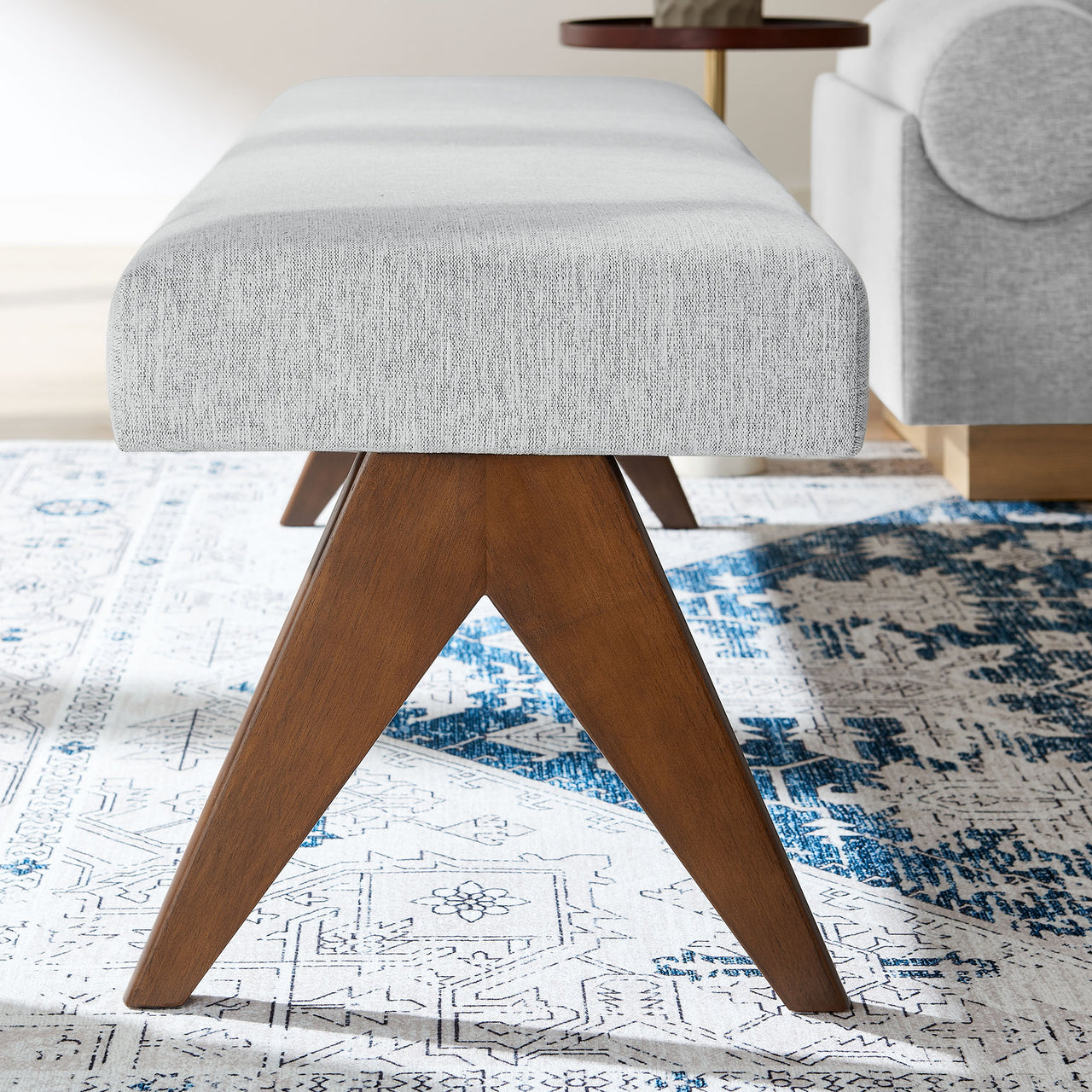 Serenel Upholstered Fabric Bench, Large, Light Gray