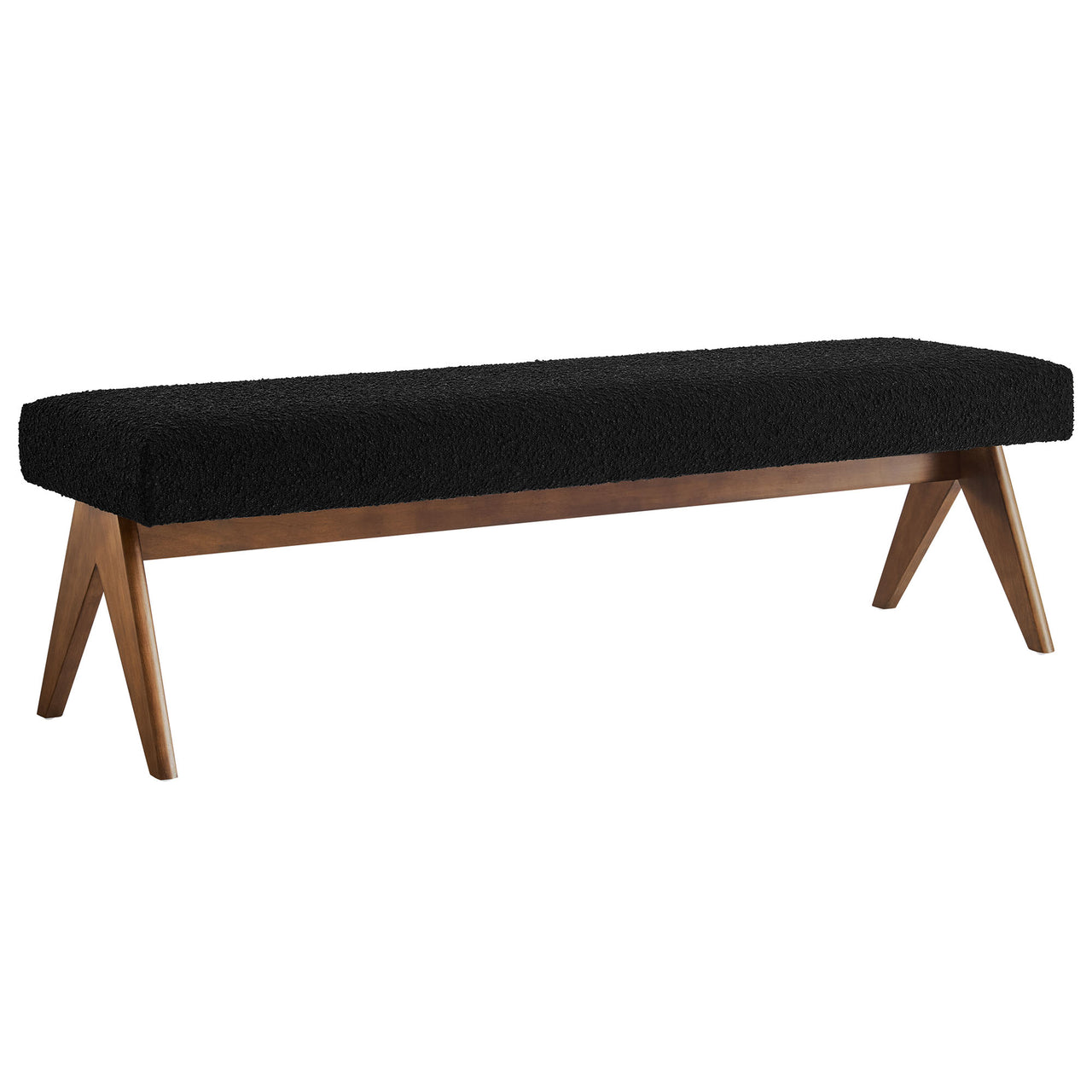 Serenel Upholstered Boucle Bench, Large, Black