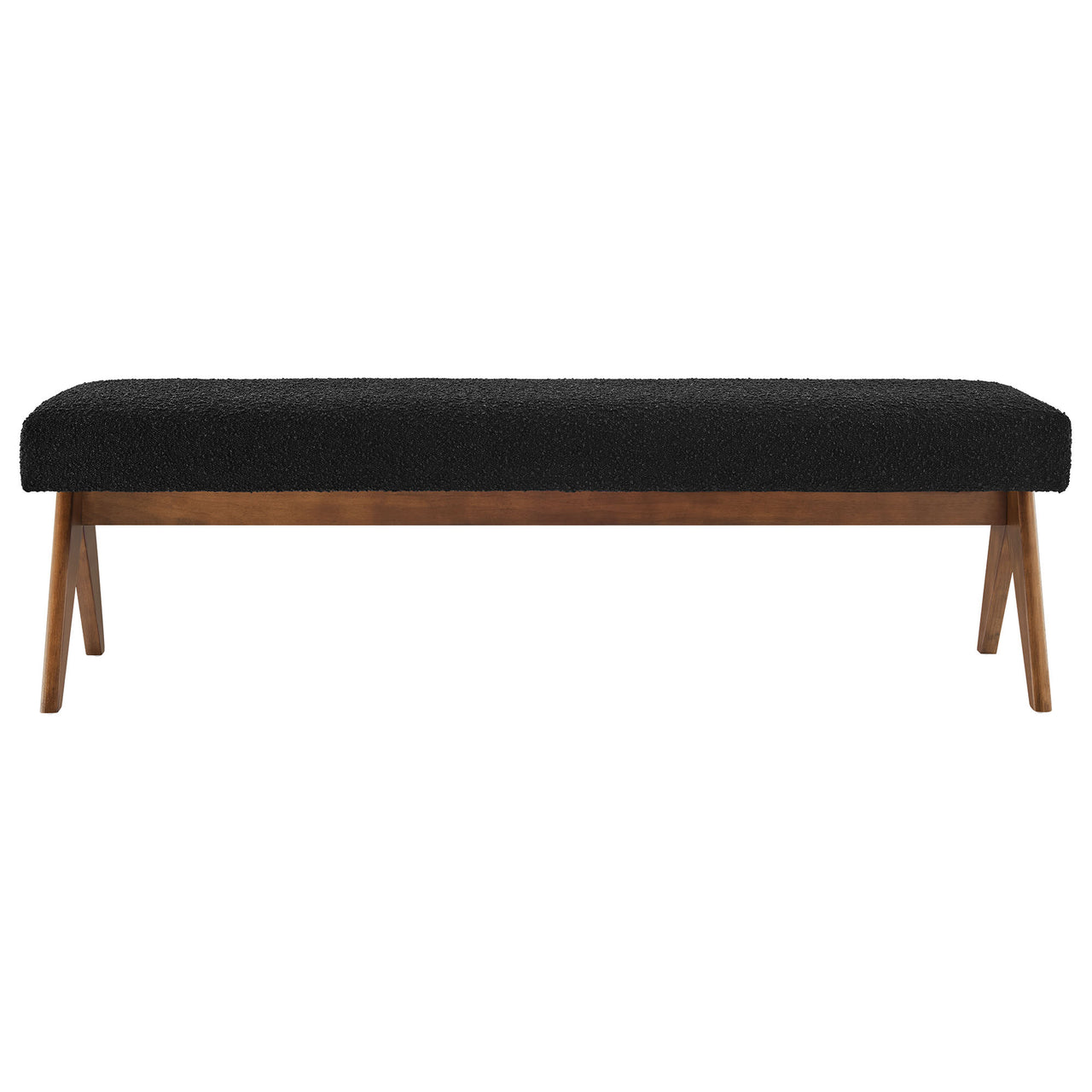 Serenel Upholstered Boucle Bench, Large, Black