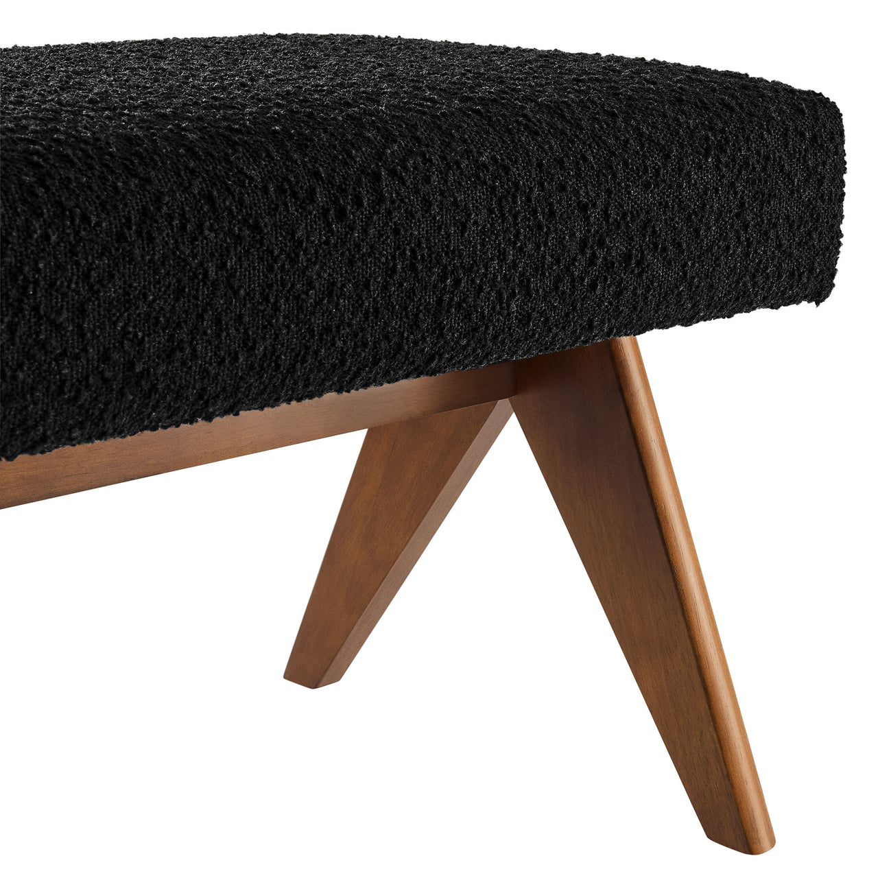 Serenel Upholstered Boucle Bench, Large, Black