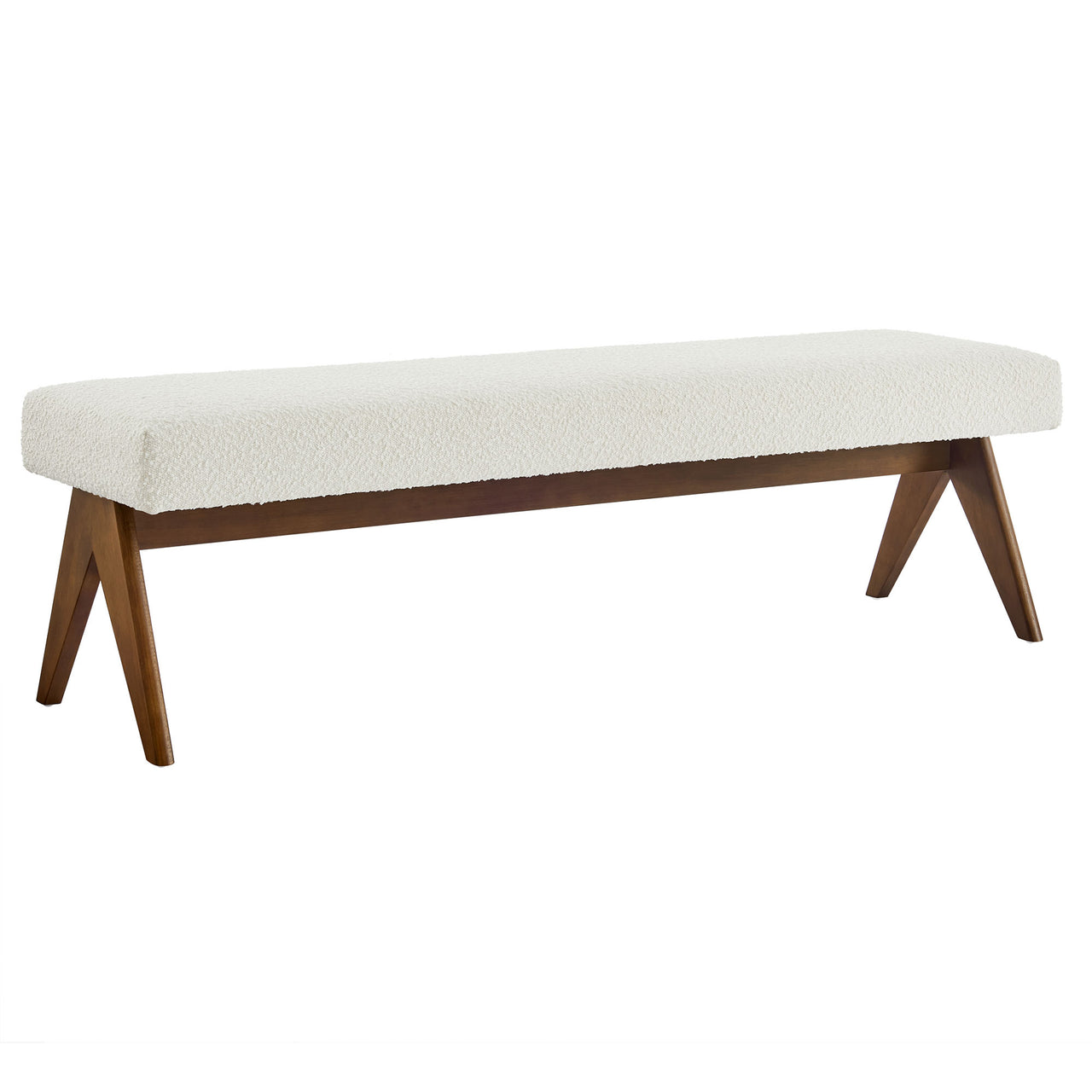 Serenel Upholstered Boucle Bench, Large, Ivory
