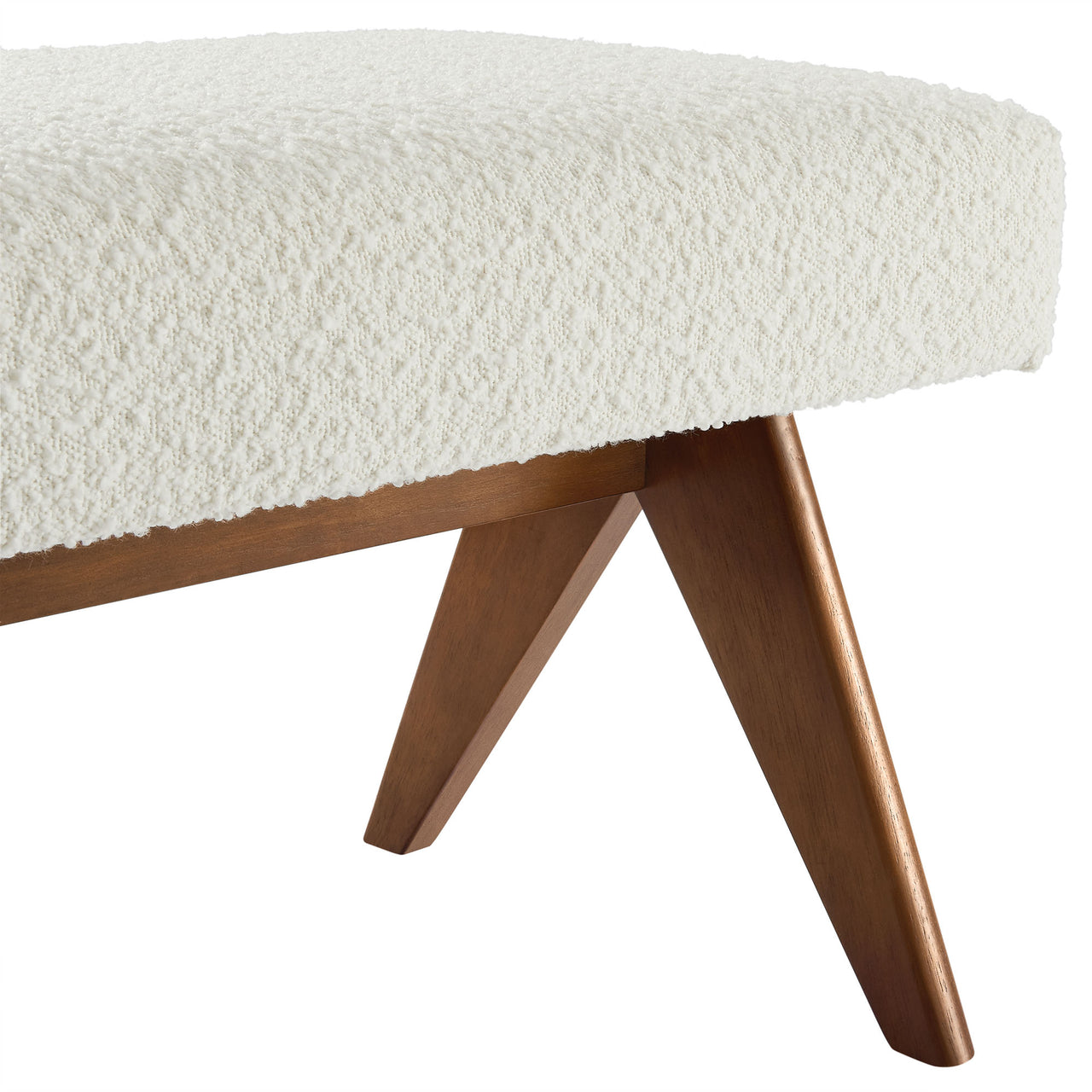 Serenel Upholstered Boucle Bench, Large, Ivory