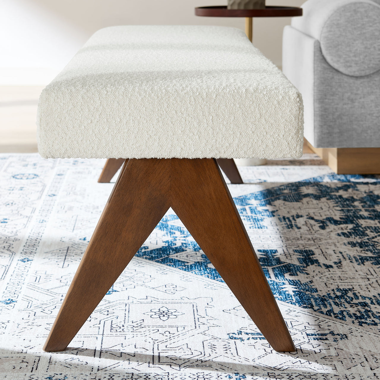 Serenel Upholstered Boucle Bench, Large, Ivory