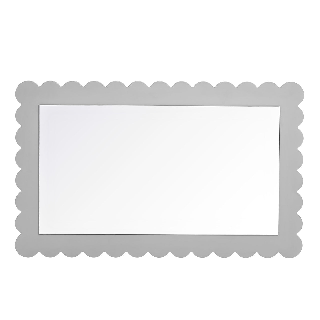Amelia Petal-Carved Rectangle Wall Mirror, Light Gray