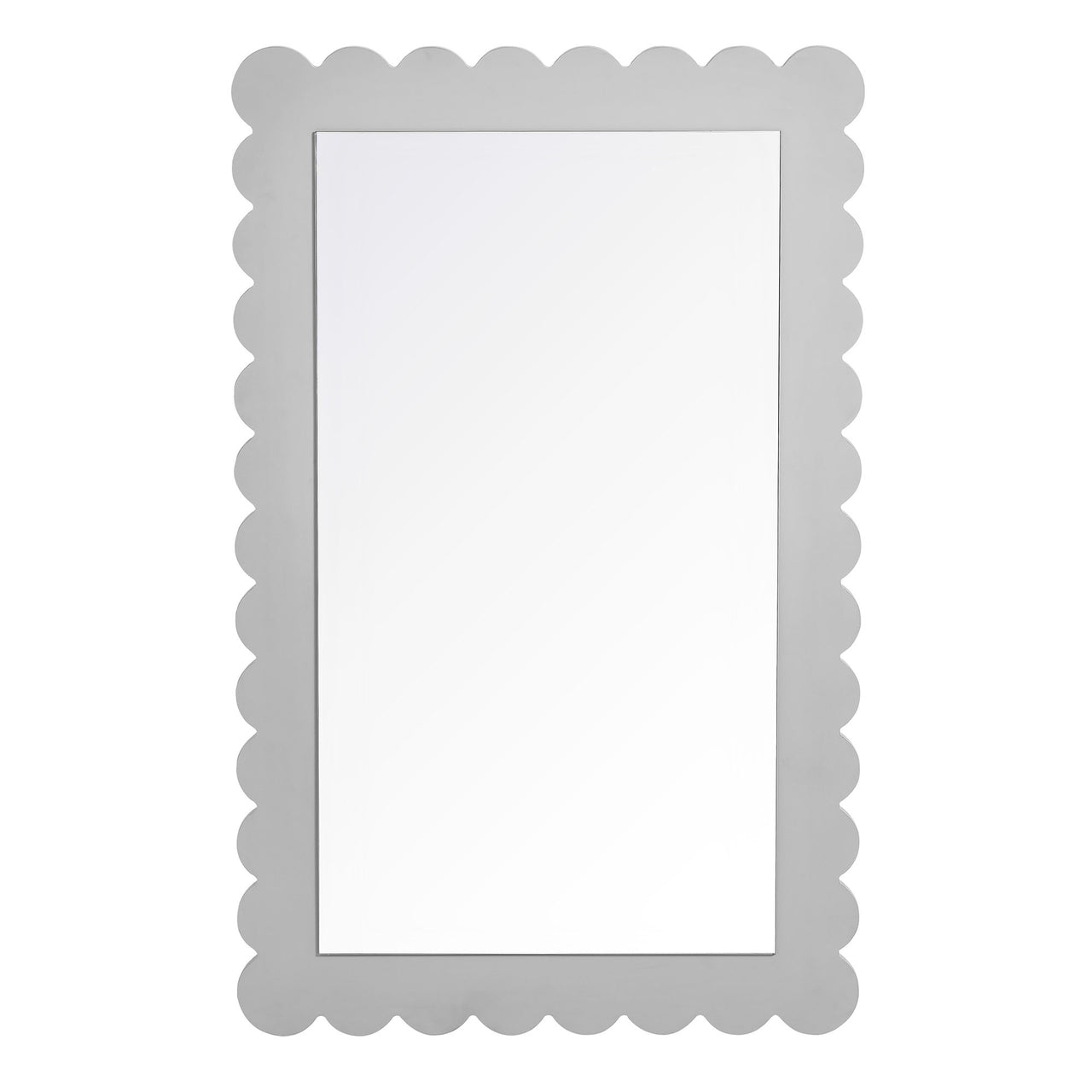 Amelia Petal-Carved Rectangle Wall Mirror, Light Gray