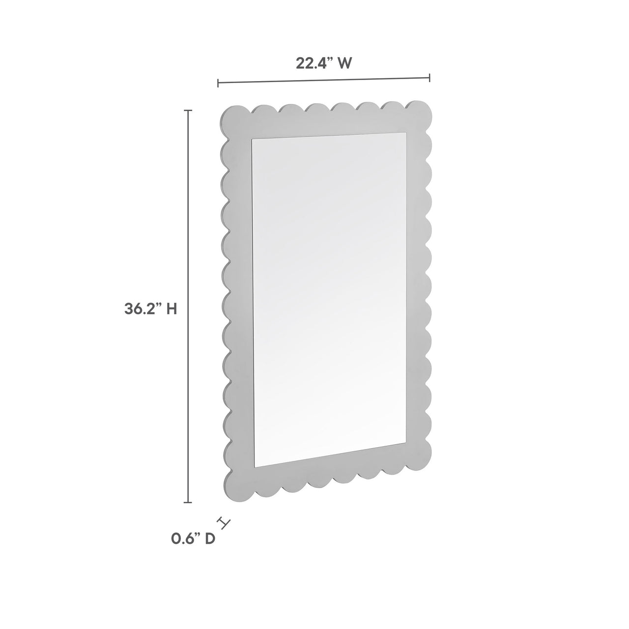 Amelia Petal-Carved Rectangle Wall Mirror, Light Gray