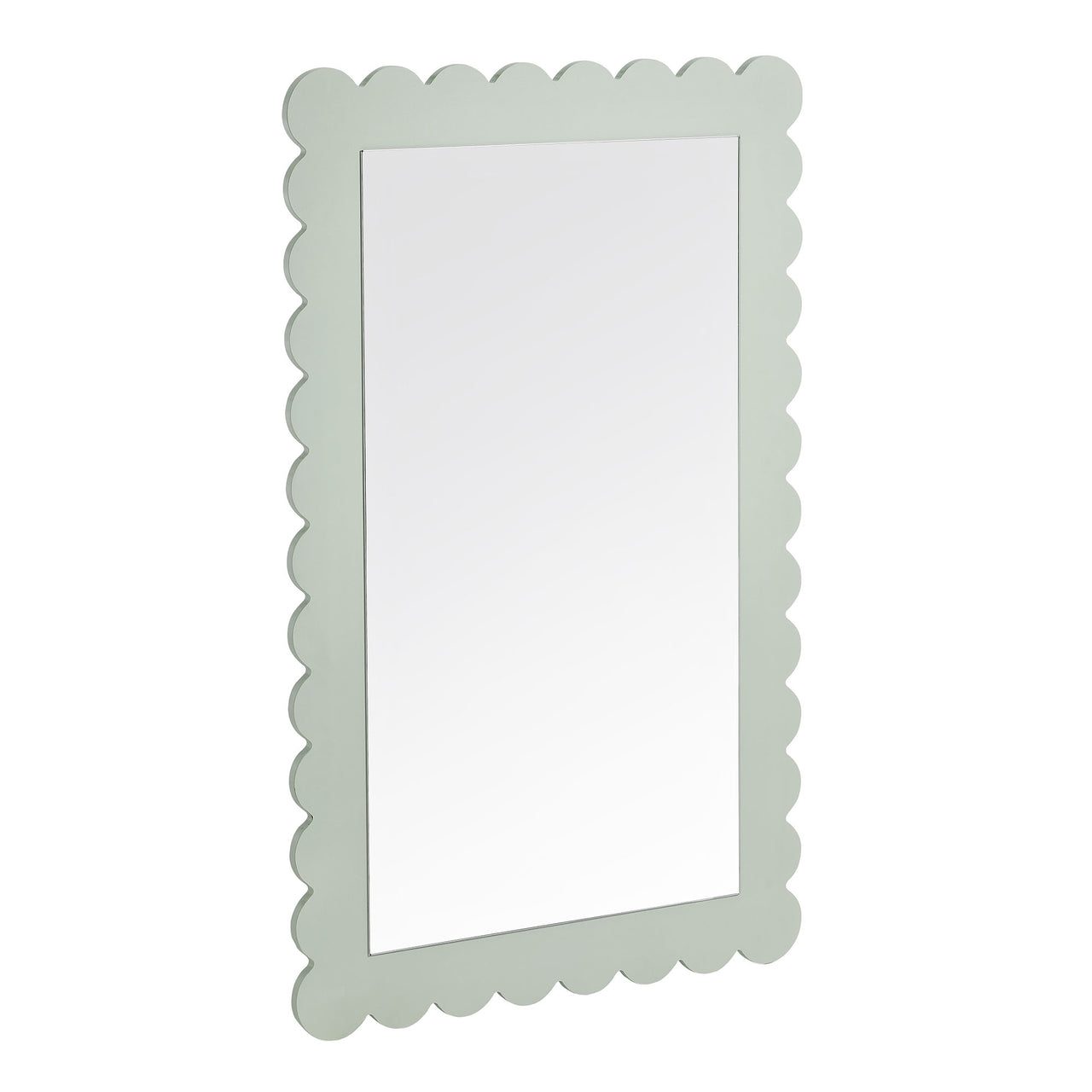 Amelia Petal-Carved Rectangle Wall Mirror, Sage