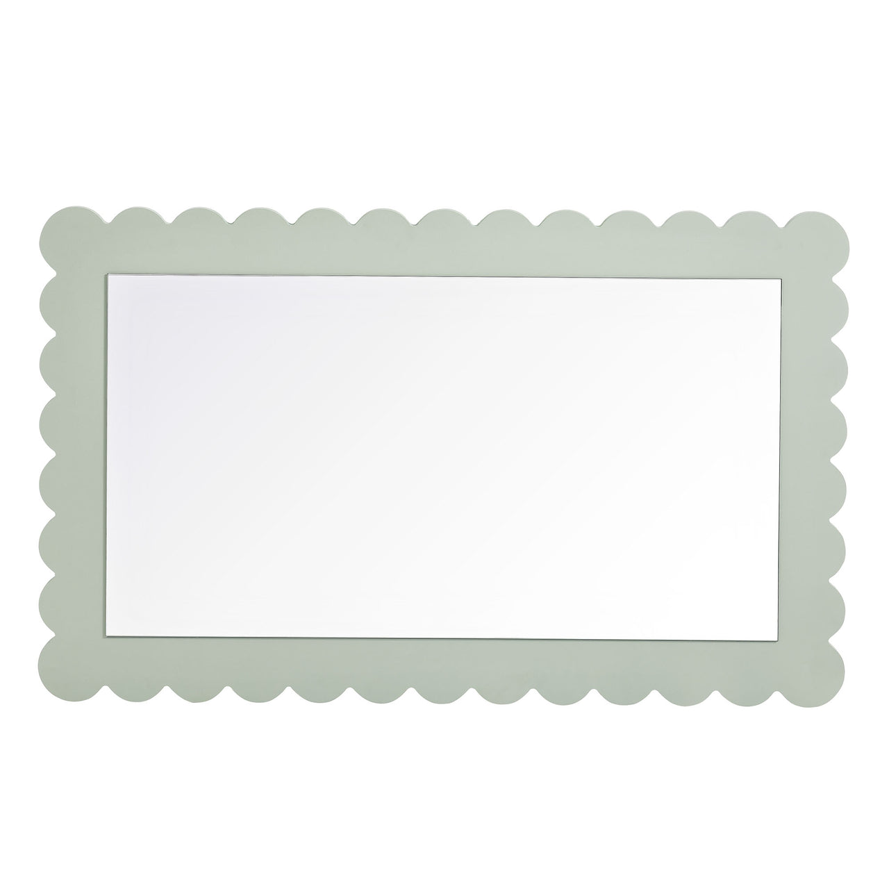 Amelia Petal-Carved Rectangle Wall Mirror, Sage
