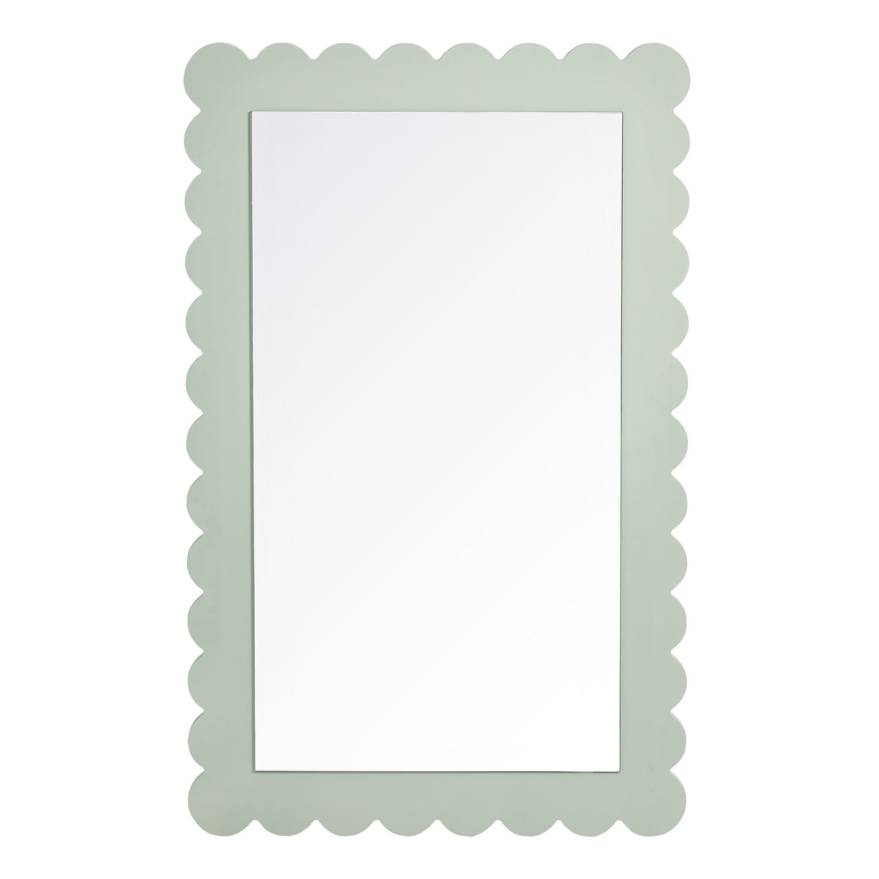 Amelia Petal-Carved Rectangle Wall Mirror, Sage