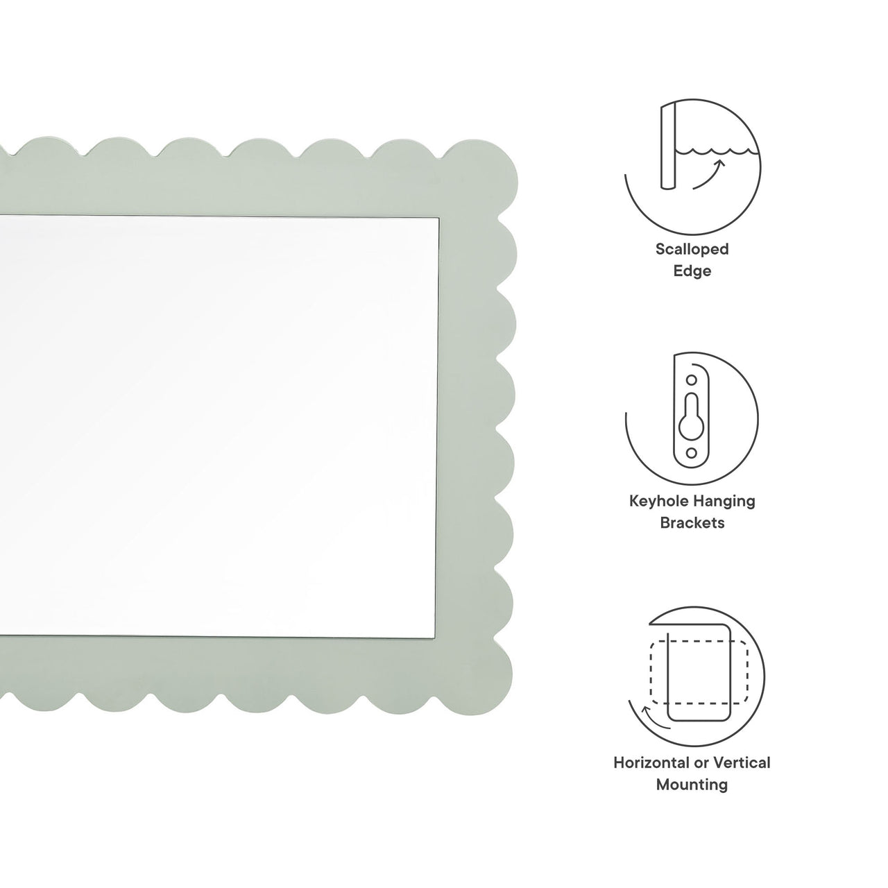 Amelia Petal-Carved Rectangle Wall Mirror, Sage