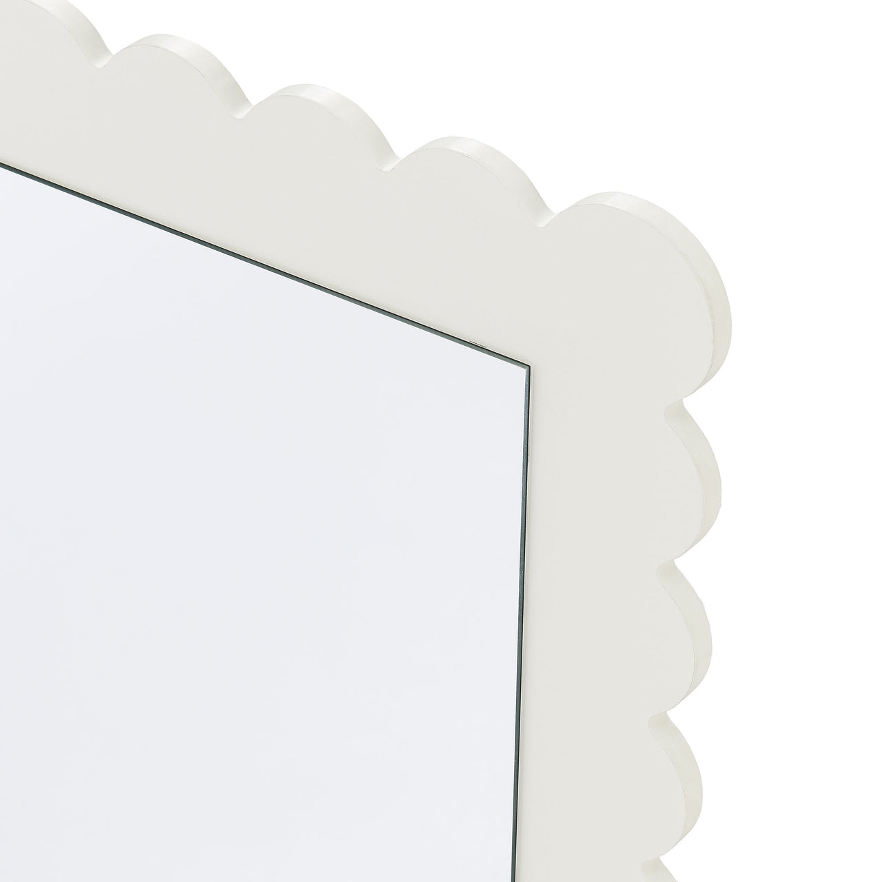 Amelia Petal-Carved Rectangle Wall Mirror, White