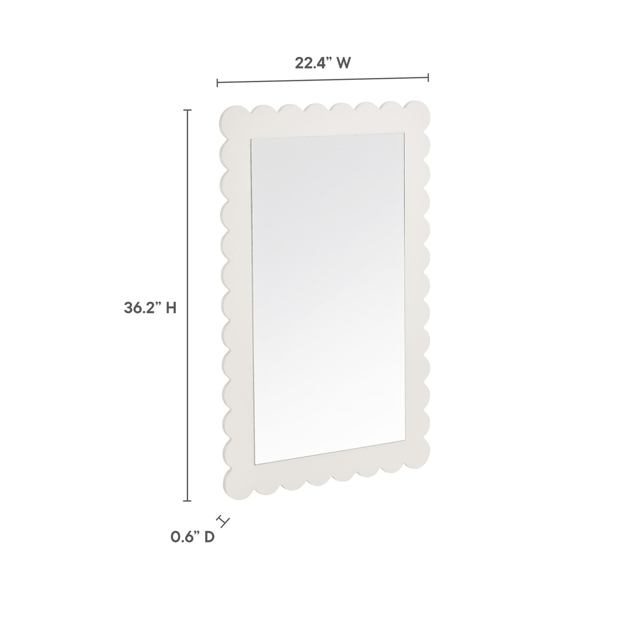 Amelia Petal-Carved Rectangle Wall Mirror, White