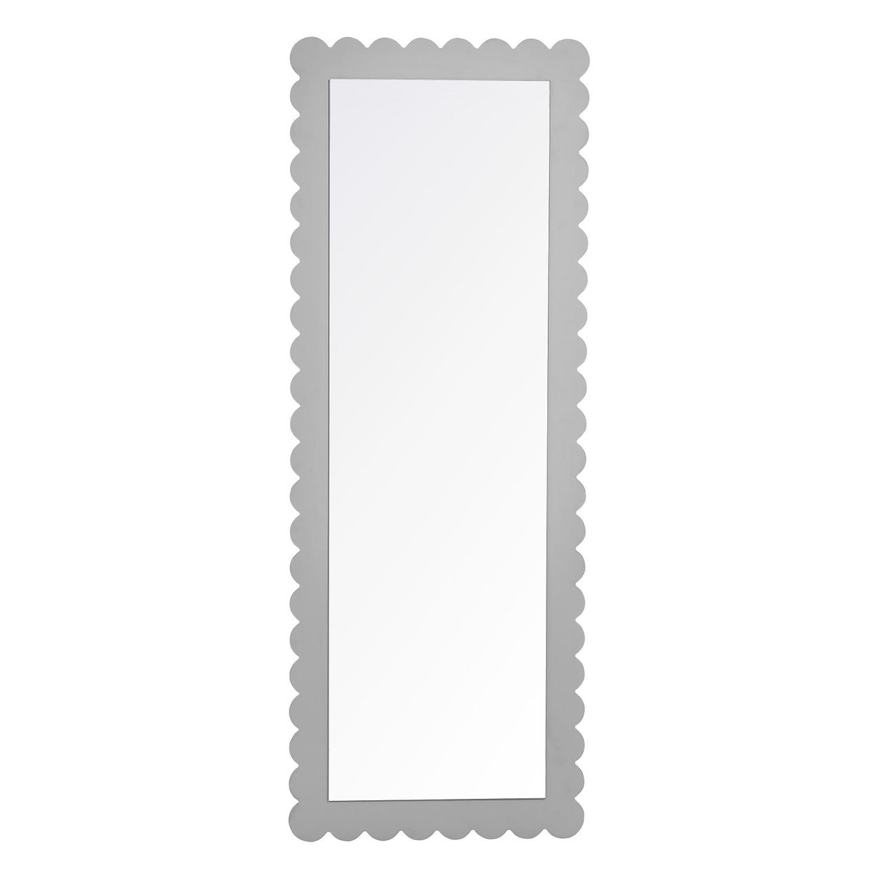 Amelia Petal-Carved Rectangle Floor Mirror, Light Gray
