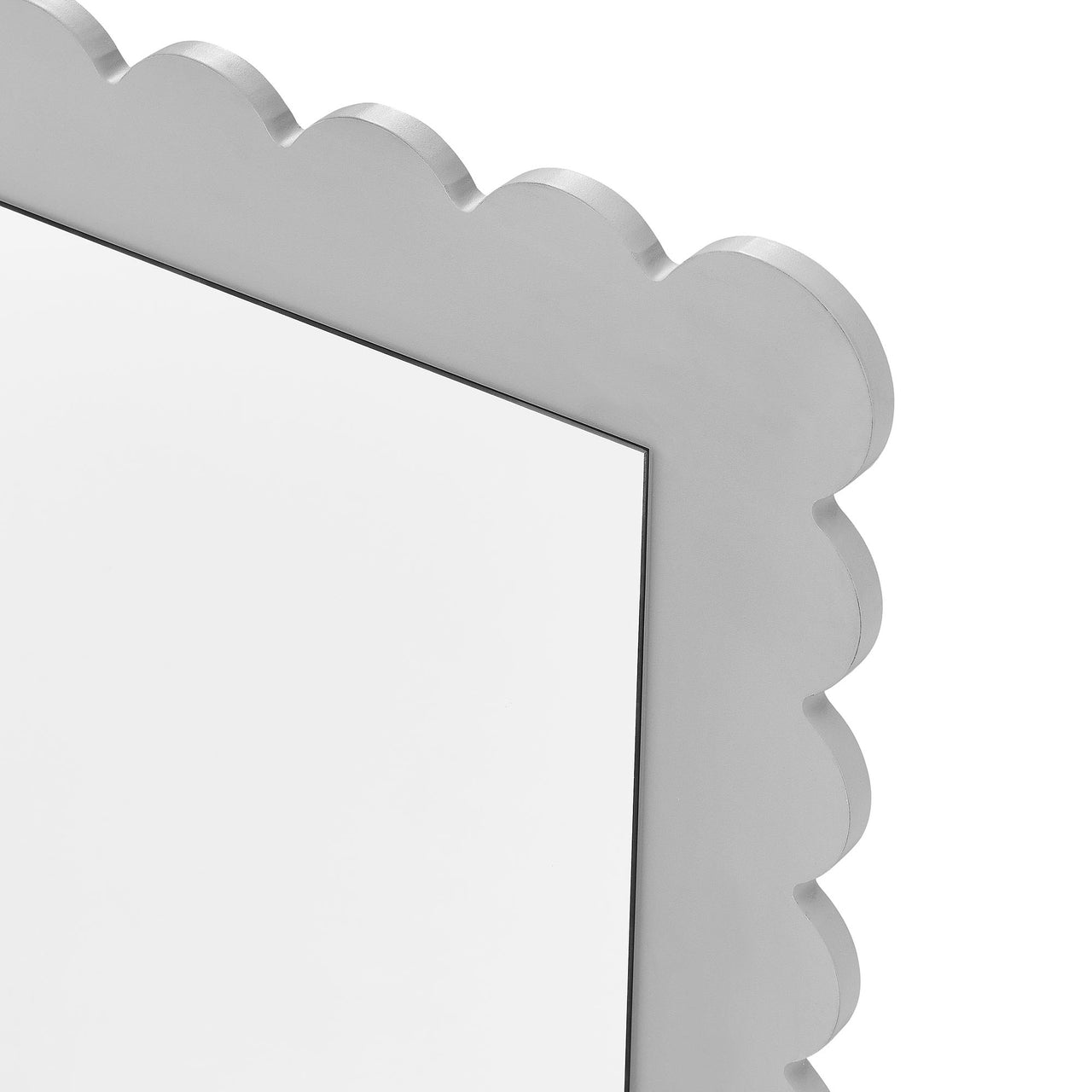 Amelia Petal-Carved Rectangle Floor Mirror, Light Gray